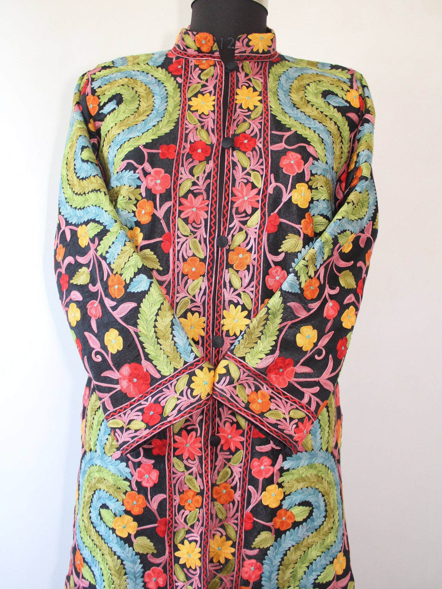 Kashmiri Jacket, Embroidered Silk Jacket, Long Length Coat, Bohemian Jacket, Embroidered Jacket, Long Embroidered Coat, Wool Winter Jacket - BATIN