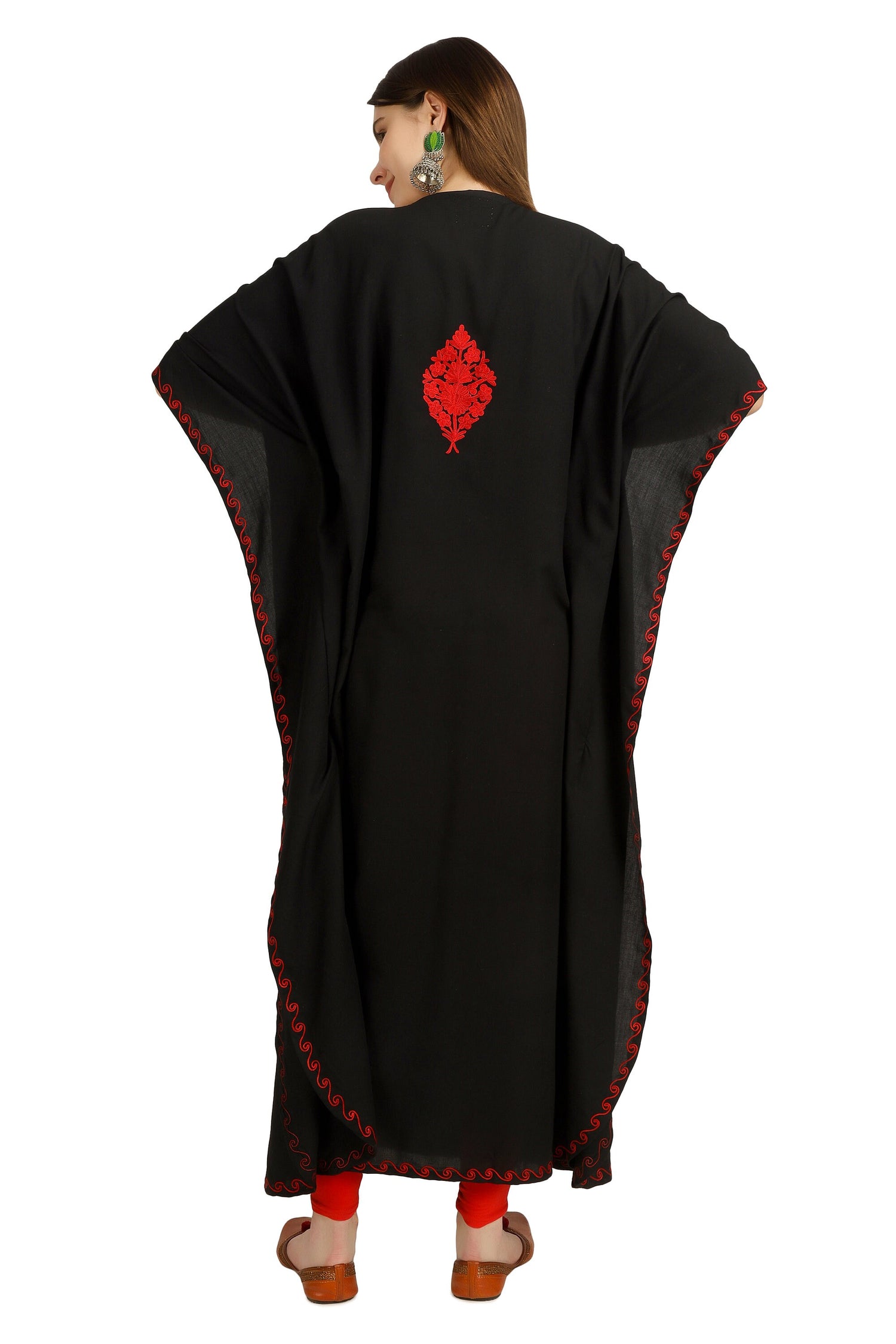 Kashmiri Aari Embroidered Cotton Kaftan for Women, Handmade Kaftan Dress for Girls, Cotton Maxi Dress for Summers