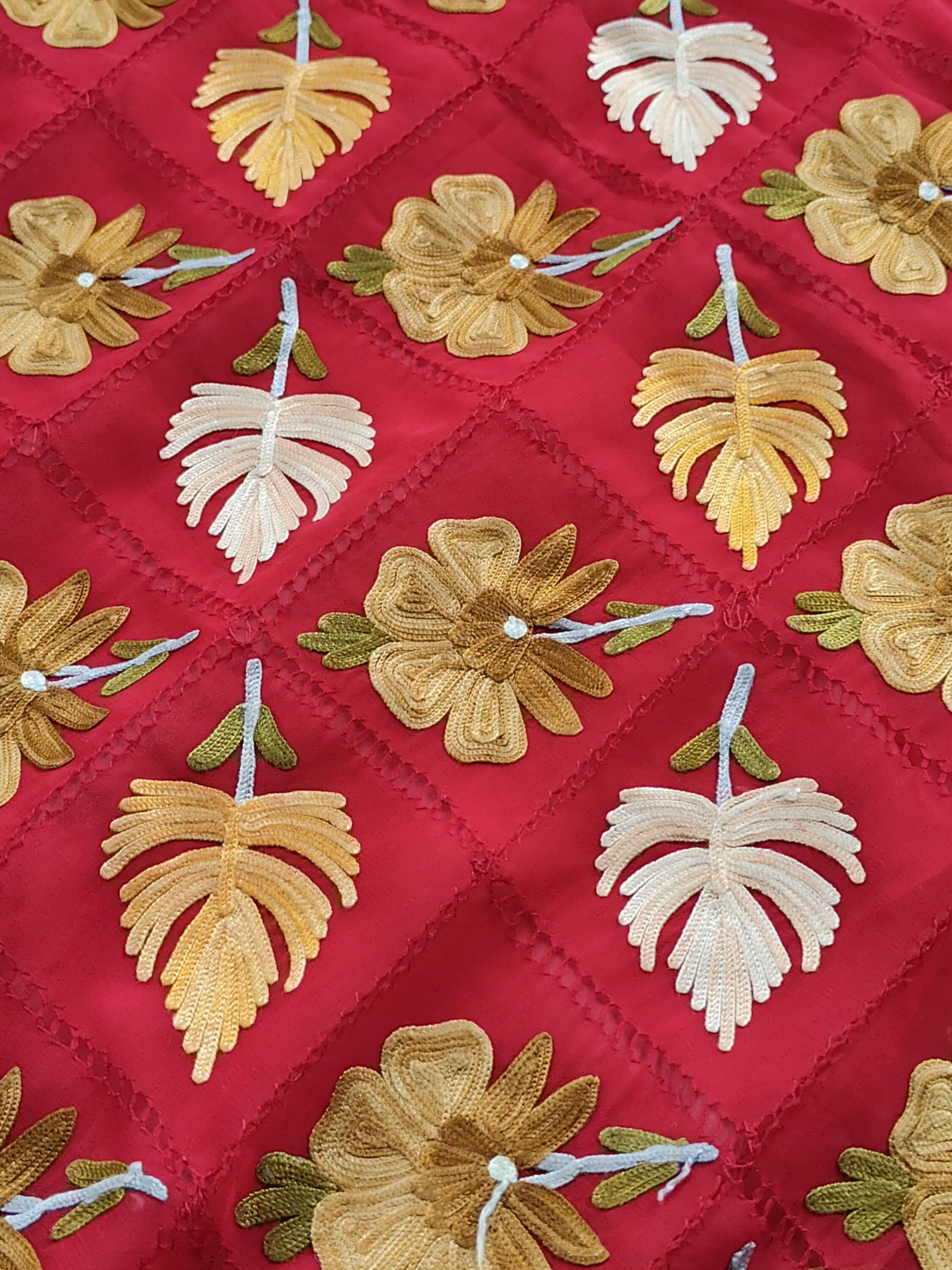Kashmiri Embroidered Saree, Georgette Saree With Blouse, Georgette Saree, Kashmiri Sari , Indian Saree For Womens,