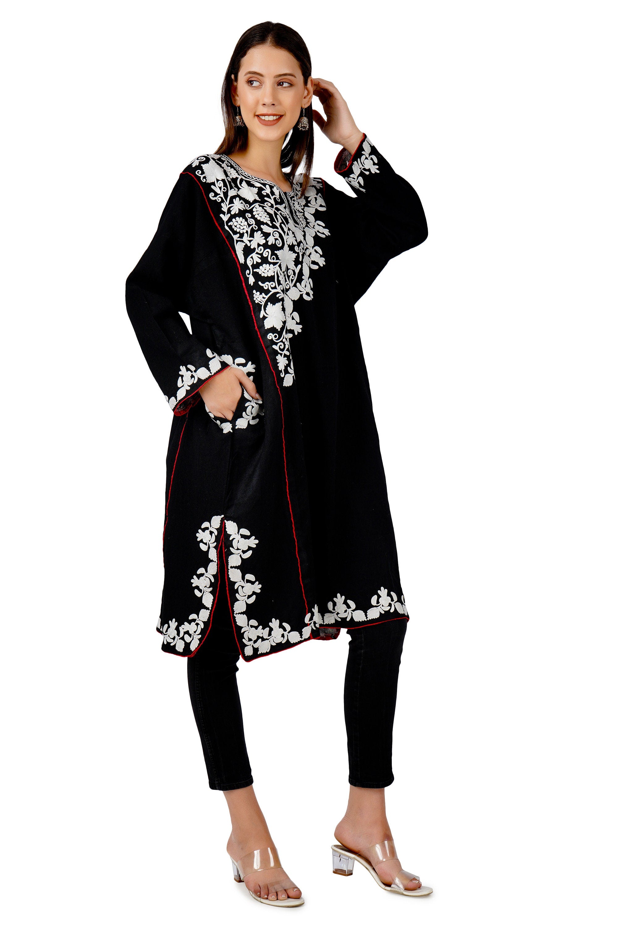 Kashmiri Pheran, Aari Embroidered Pheran, Women Tunics, Indian Kurtis, Ethnic Wear, Indo Western Wear, Traditional Pheran