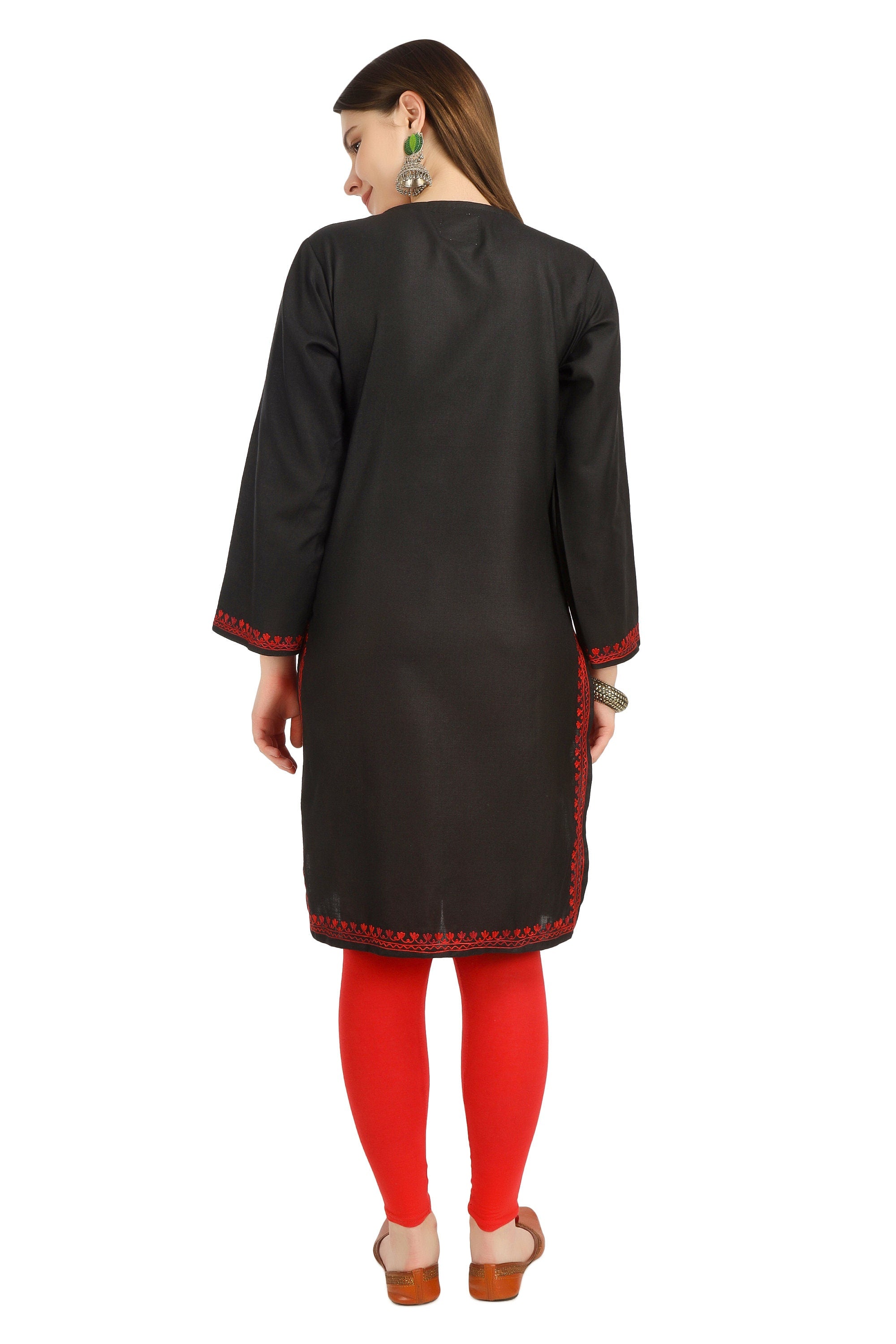 Aari Embroidered Cotton Kashmiri Kurti for Women, Indian Kurtis,