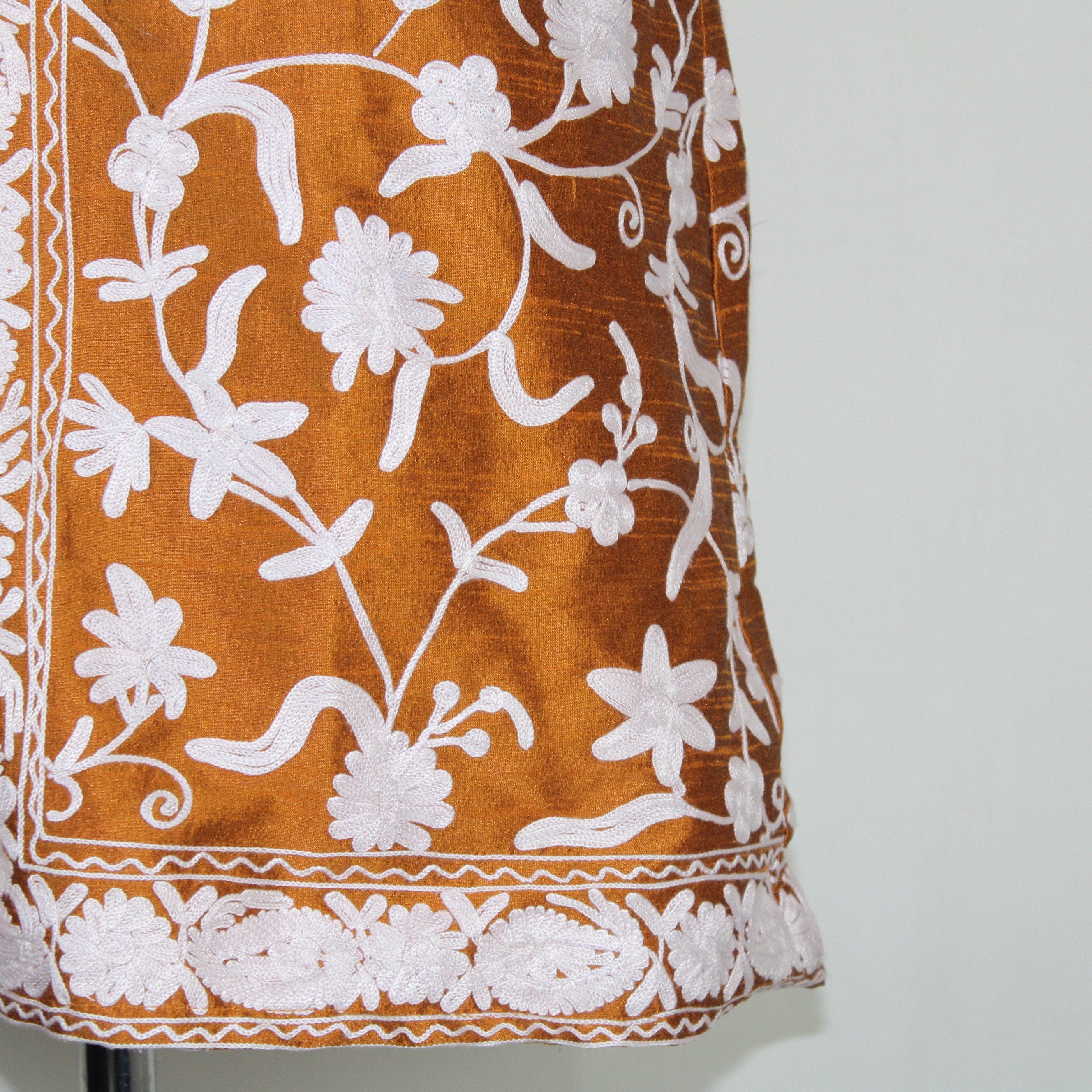 Bohemian Silk Jacket: Kashmiri Embroidered Coat for Summer