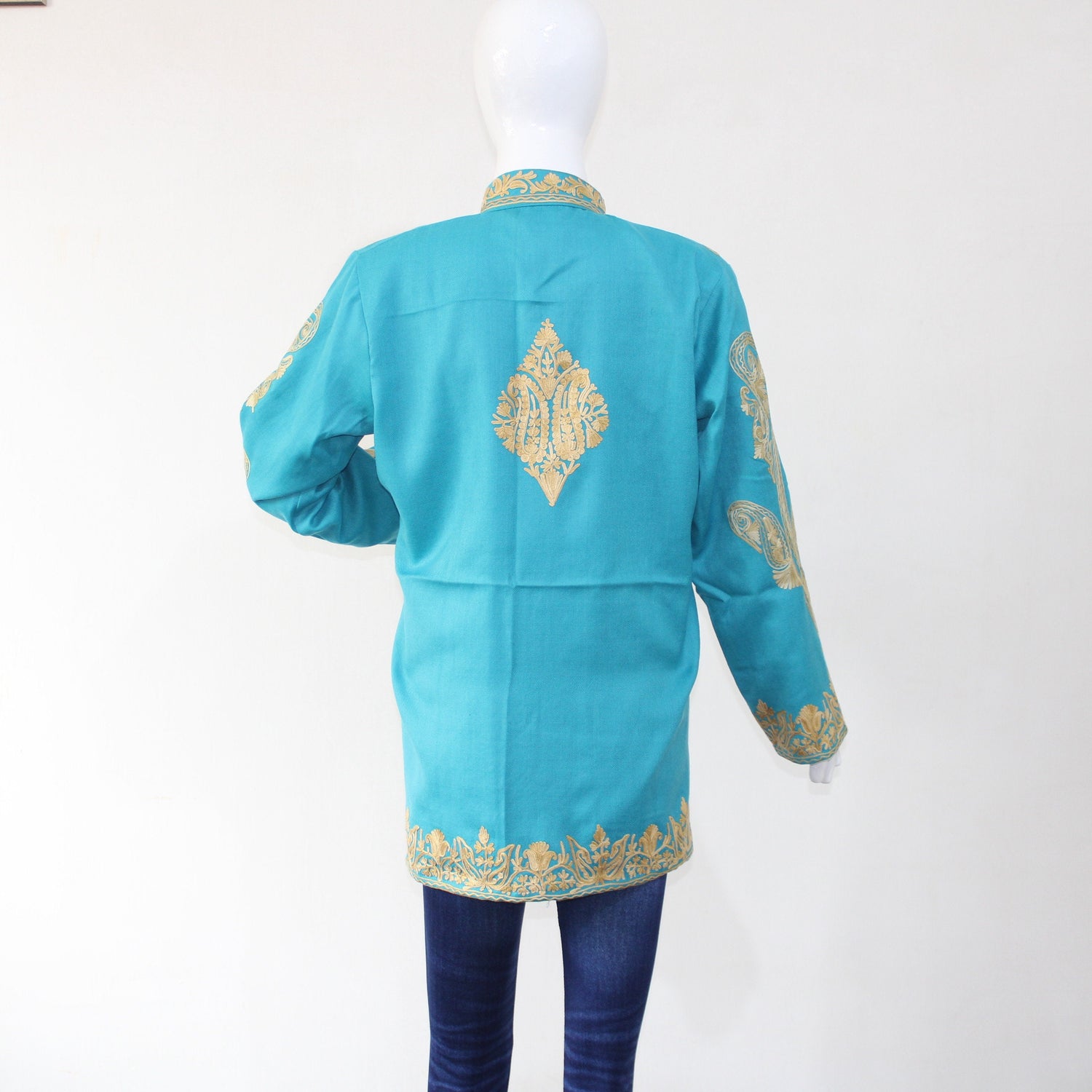 Kashmiri Coat, Kashmiri Embroidered Jacket, Wool Winter Jacket, Short Jacket, Woolen Jacket With aari Embroidery, - BATIN