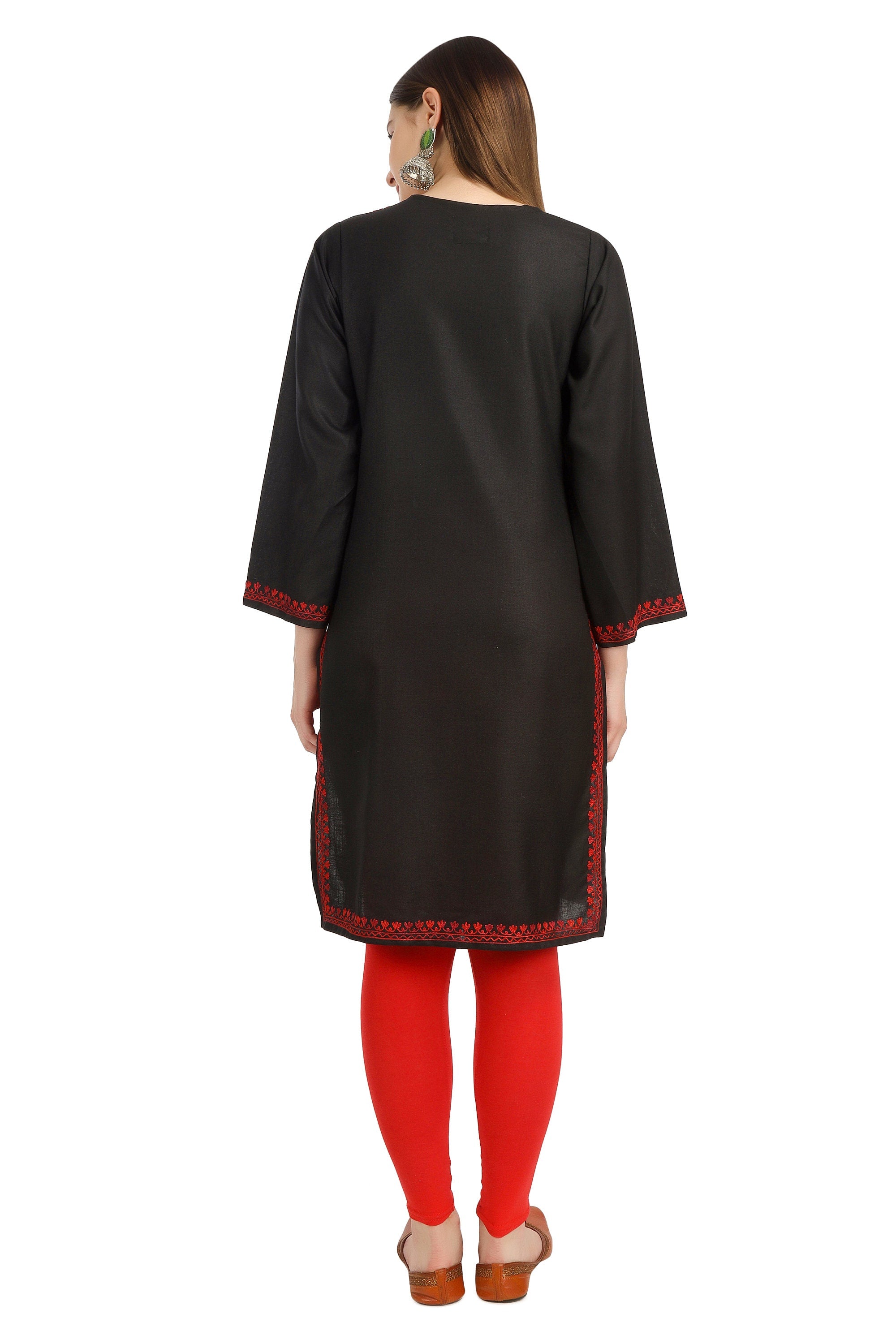 Aari Embroidered Cotton Kashmiri Kurti for Women, Indian Kurtis,