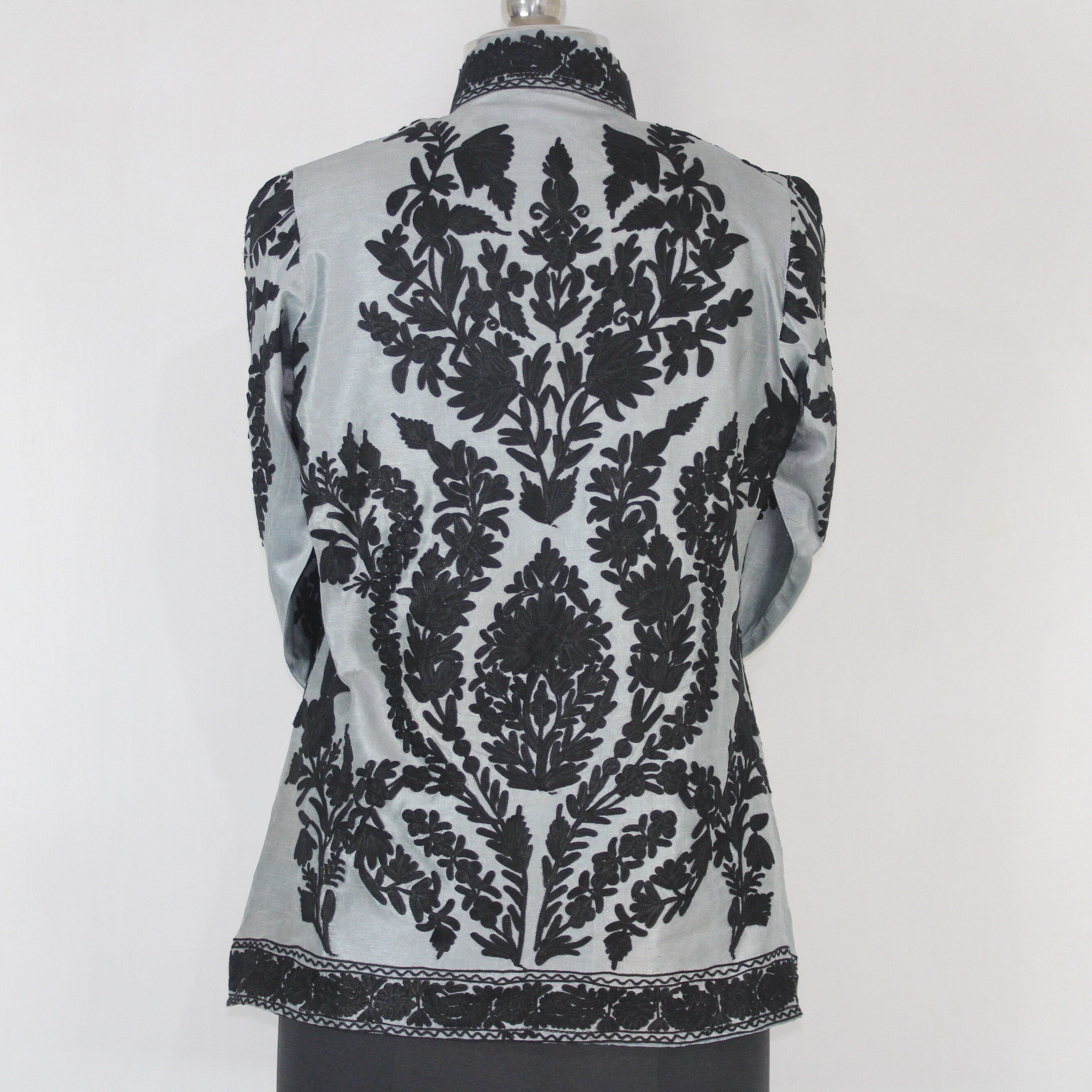 Kashmiri Jacket, embroidered silk jacket, short length coat, Bohemian Jacket, embroidered jacket, short embroidered coat, silk summer jacket - BATIN