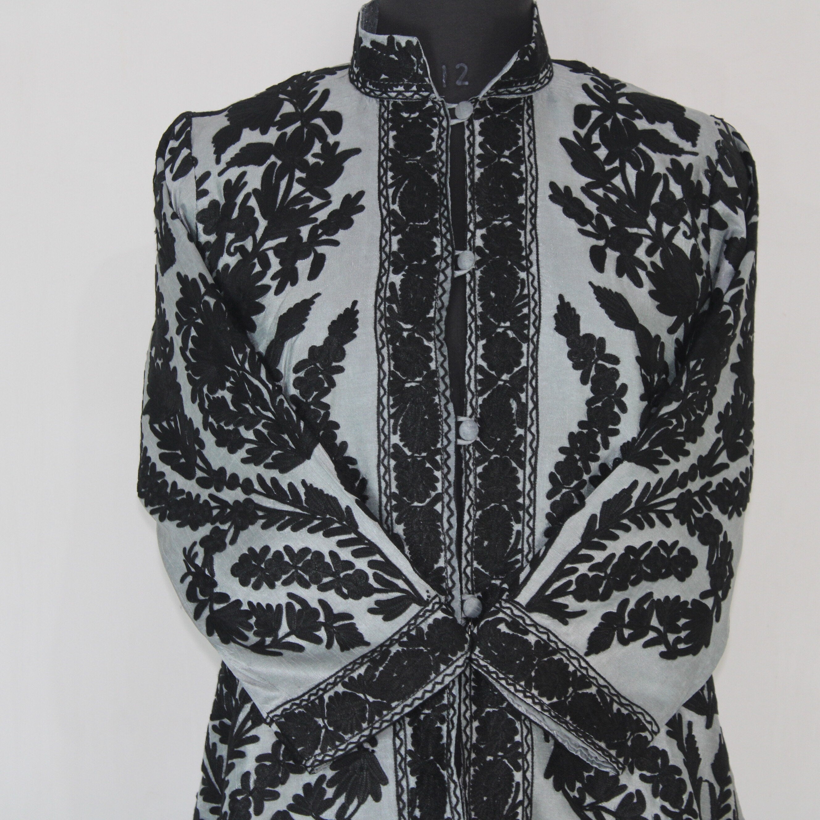 Kashmiri Jacket, embroidered silk jacket, short length coat, Bohemian Jacket, embroidered jacket, short embroidered coat, silk summer jacket - BATIN