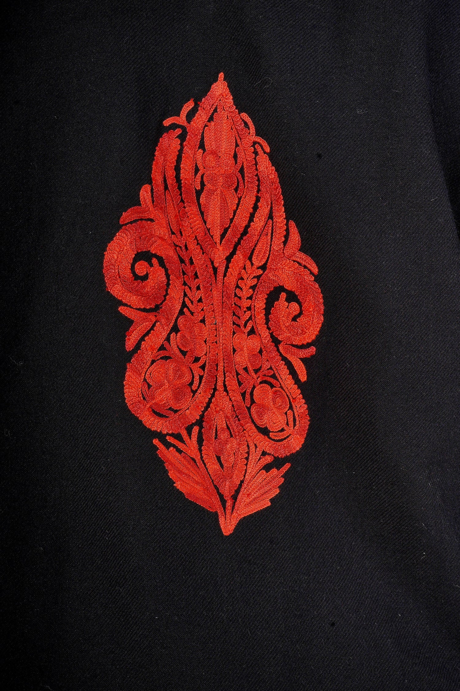 Kashmiri Aari Embroidered Long woollen Jacket, Winter Coat For Women, Paisley Indian Jacket