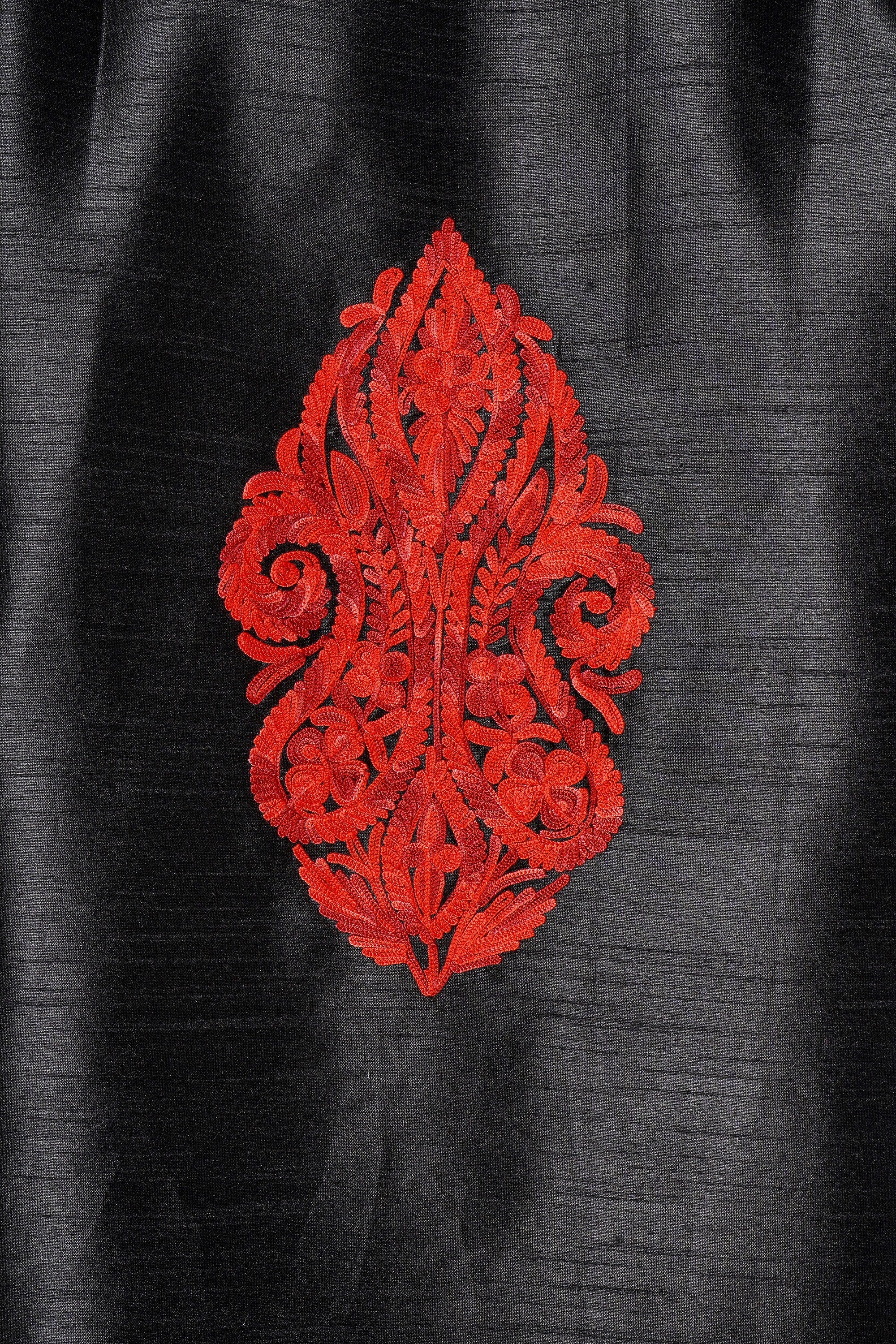 Kashmiri Aari Embroidered Long Silk Jacket, Summer Coat For Women