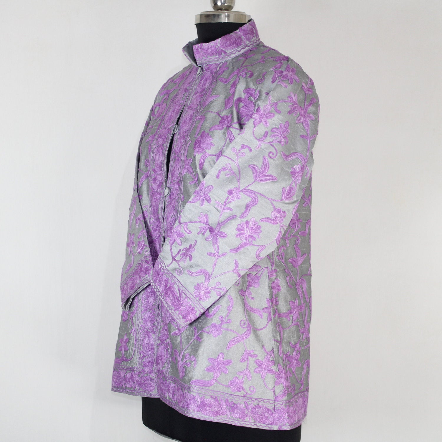 Kashmiri Jacket, embroidered silk jacket, short length coat, Bohemian Jacket, embroidered jacket, short embroidered coat, silk summer jacket