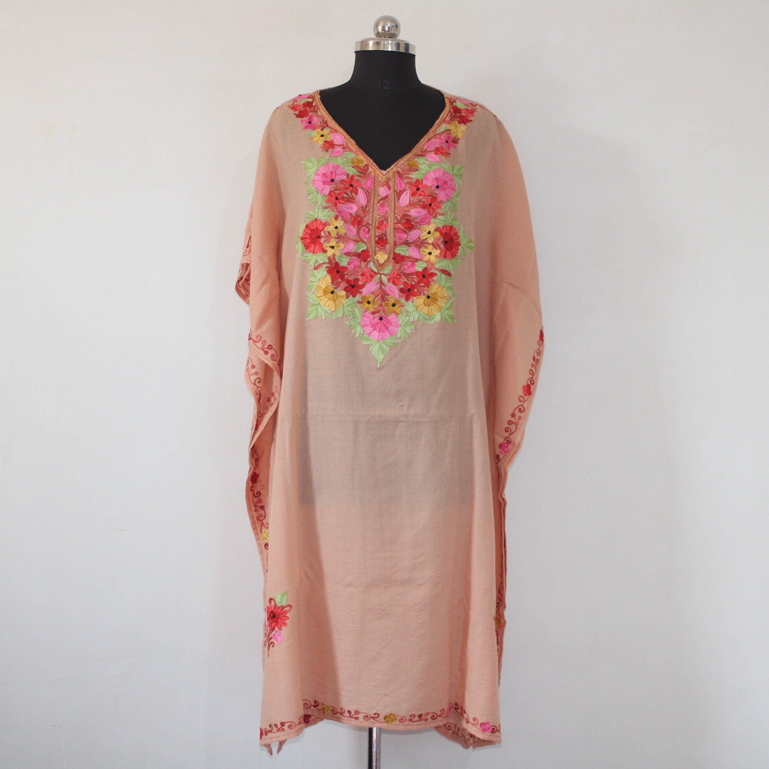 Pashmina Kaftan, Cashmere Aari Embroidered Kaftan, Kashmiri Kaftan, Women Caftan, Designer Kaftan,