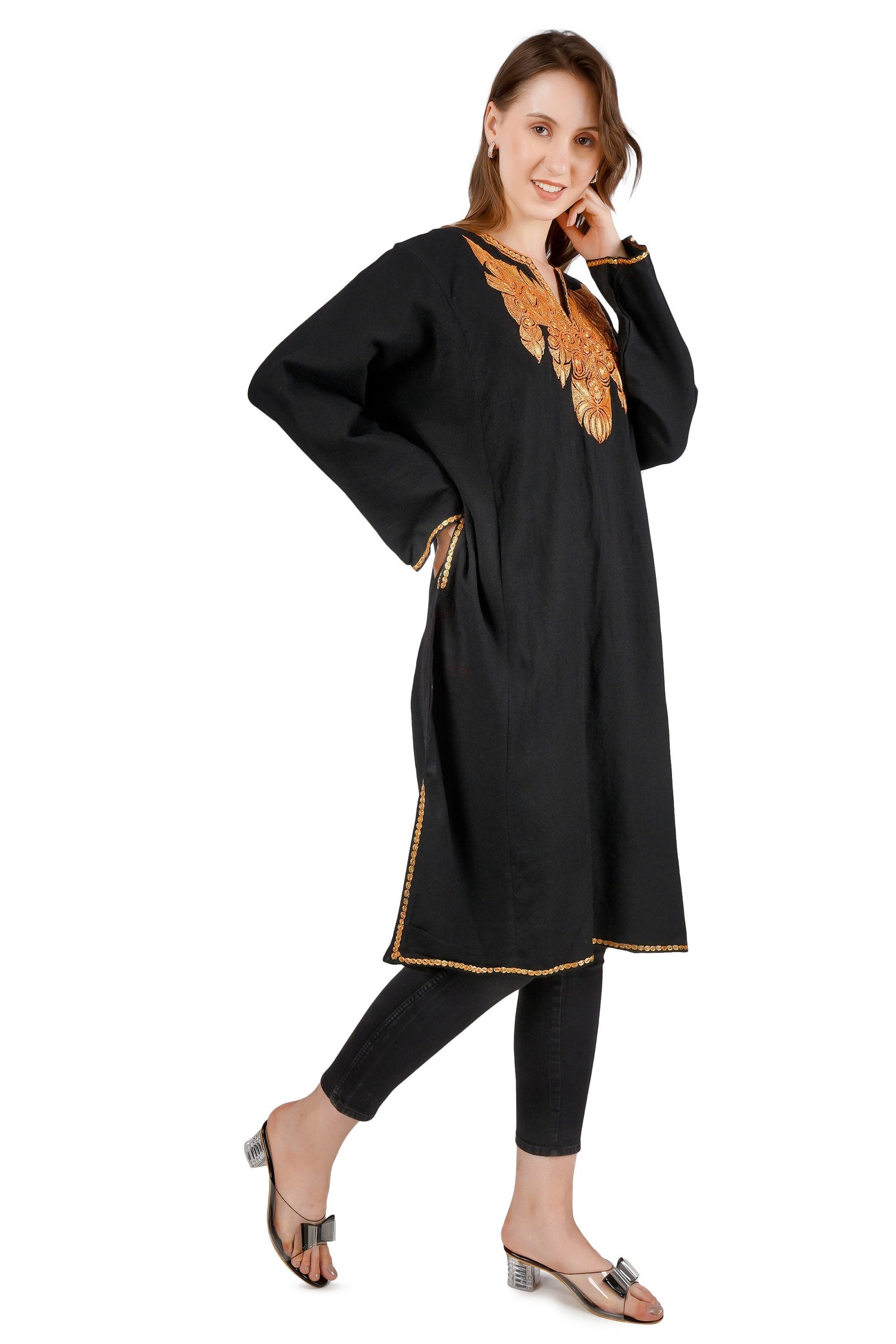 Kashmiri Pheran, Tilla Embroidered Pheran, Women Tunics, Indian Kurtis, Ethnic Wear, Indo Western Wear, Traditional Pheran
