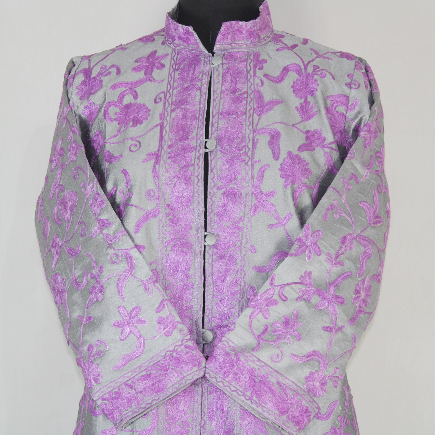 Kashmiri Jacket, embroidered silk jacket, short length coat, Bohemian Jacket, embroidered jacket, short embroidered coat, silk summer jacket
