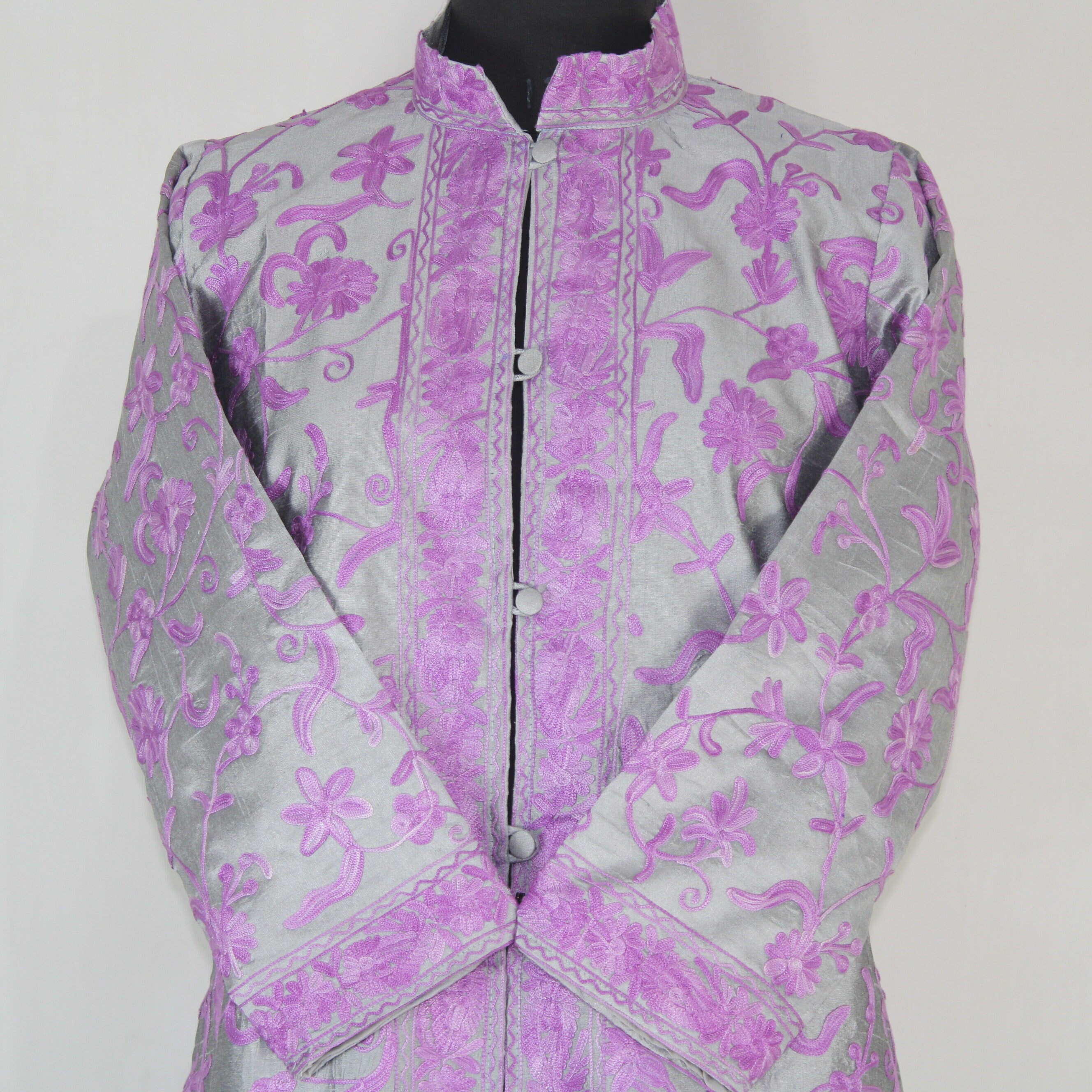 Kashmiri Jacket, embroidered silk jacket, short length coat, Bohemian Jacket, embroidered jacket, short embroidered coat, silk summer jacket