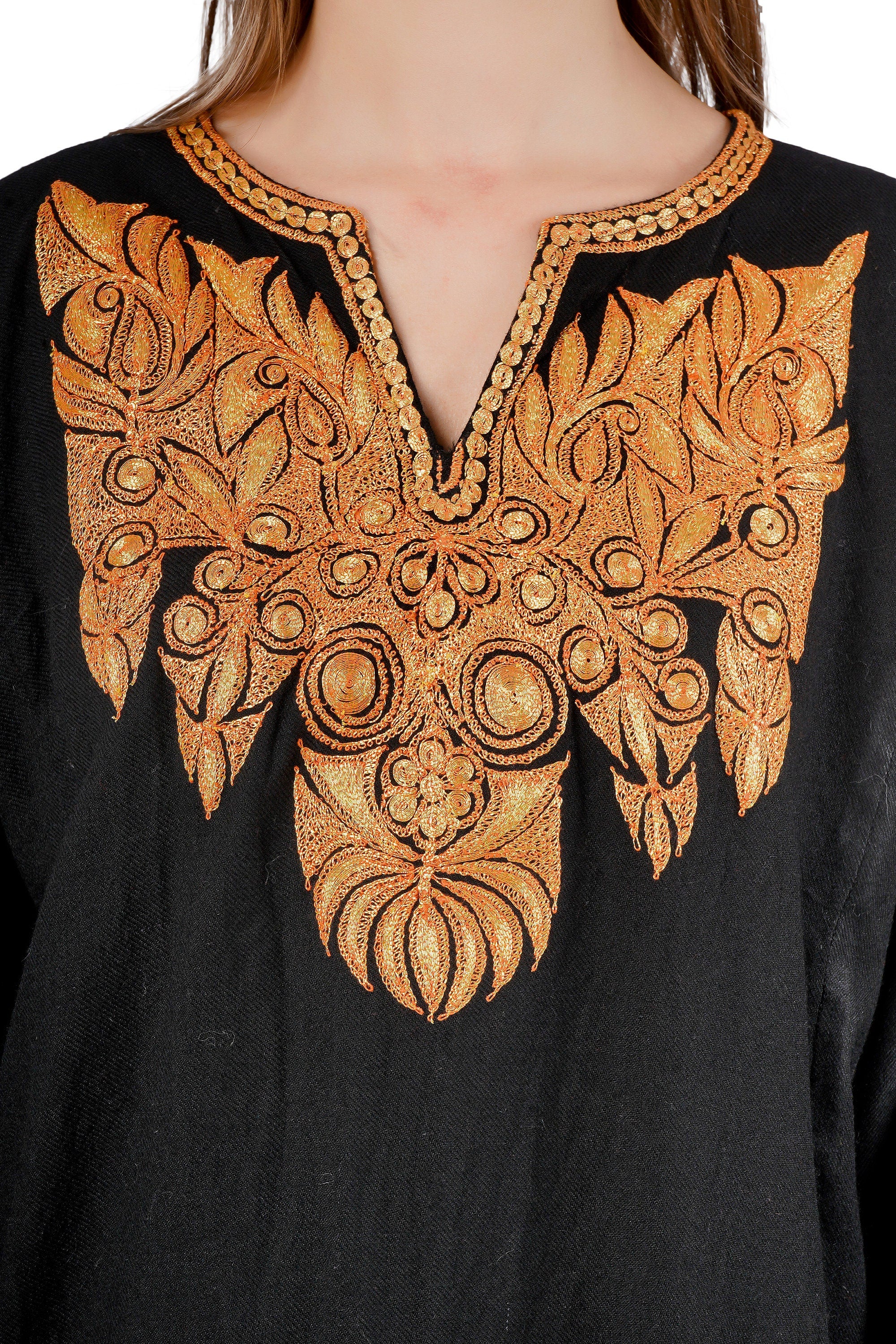 Kashmiri Pheran, Tilla Embroidered Pheran, Women Tunics, Indian Kurtis, Ethnic Wear, Indo Western Wear, Traditional Pheran