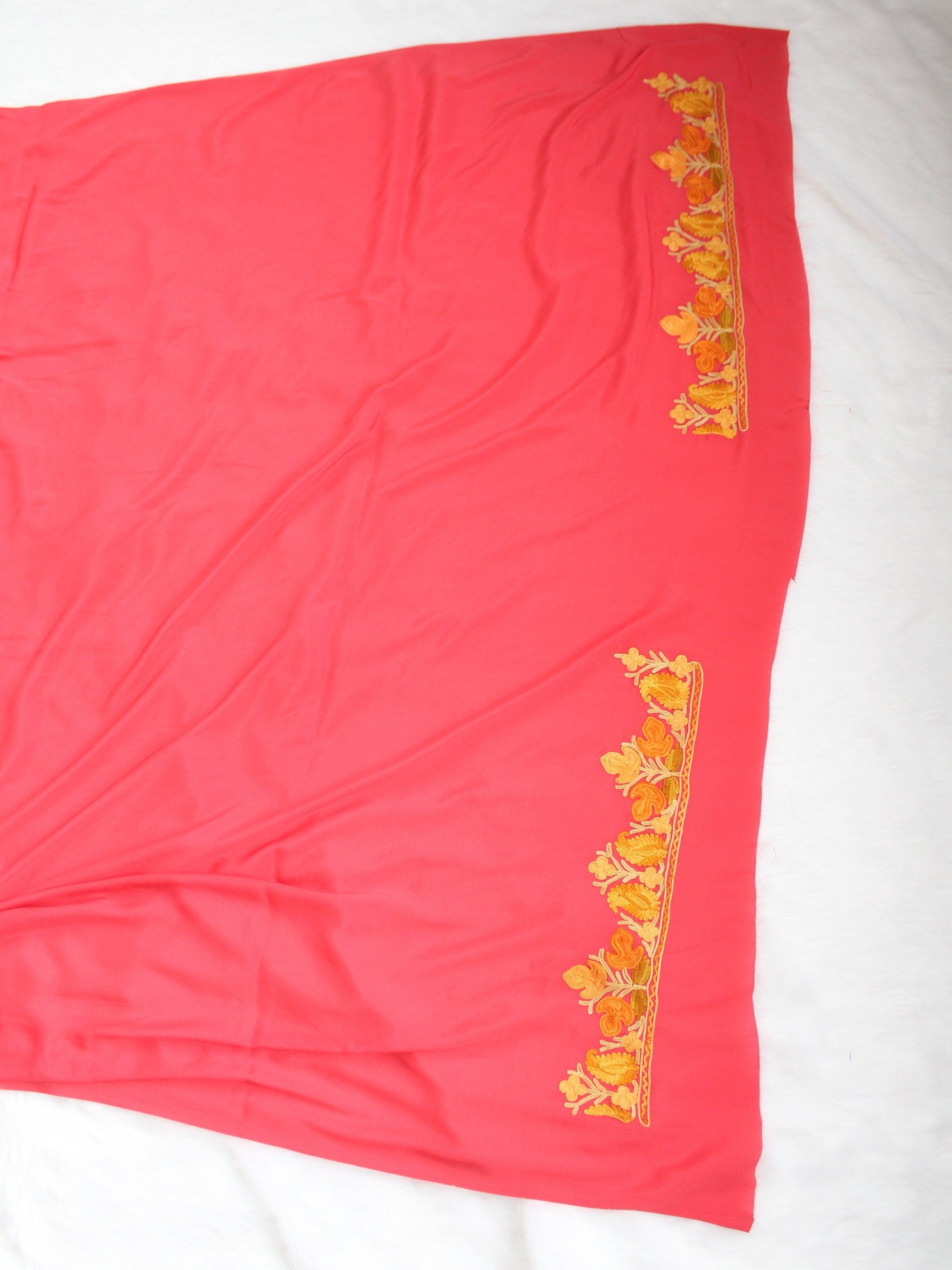 Handcrafted Kashmiri Saree - Exquisite Crepe Sari with Embroidery, Perfect for Women