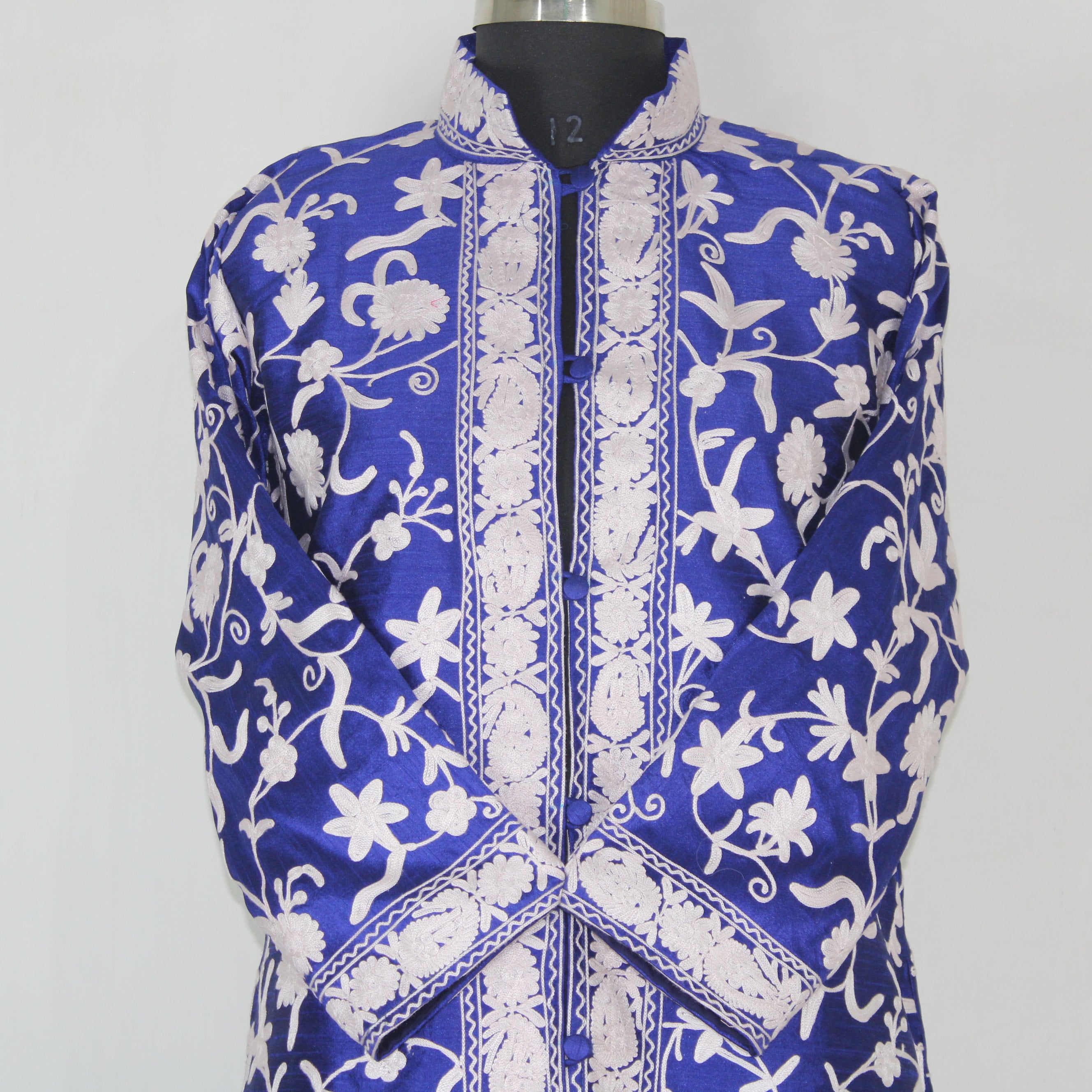 Kashmiri Jacket, embroidered silk jacket, long length coat, Bohemian Jacket, embroidered jacket, long embroidered coat, silk summer jacket