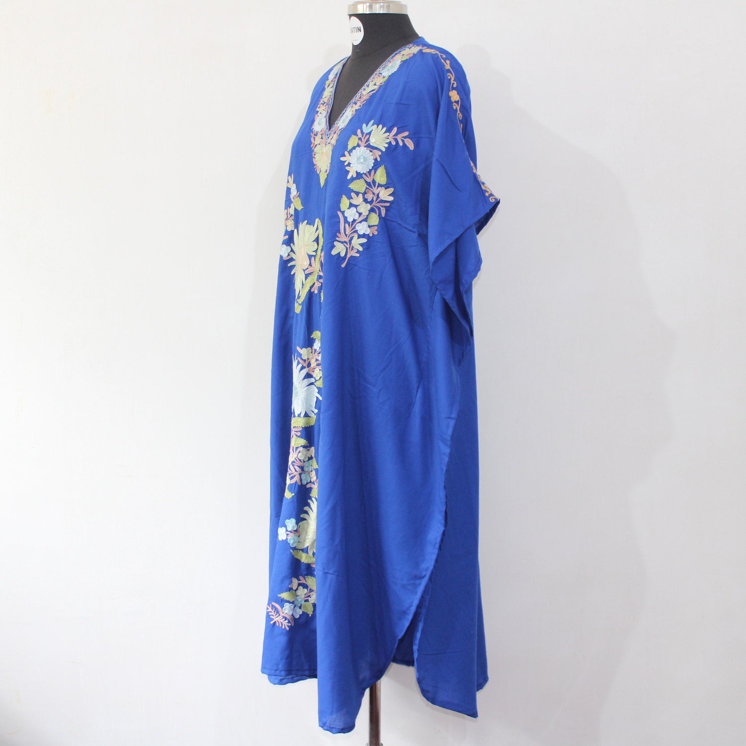 Kashmiri Aari Embroidered Cotton Kaftan for Women, Handmade Kaftan Dress for Girls, Cotton Maxi Dress for Summers