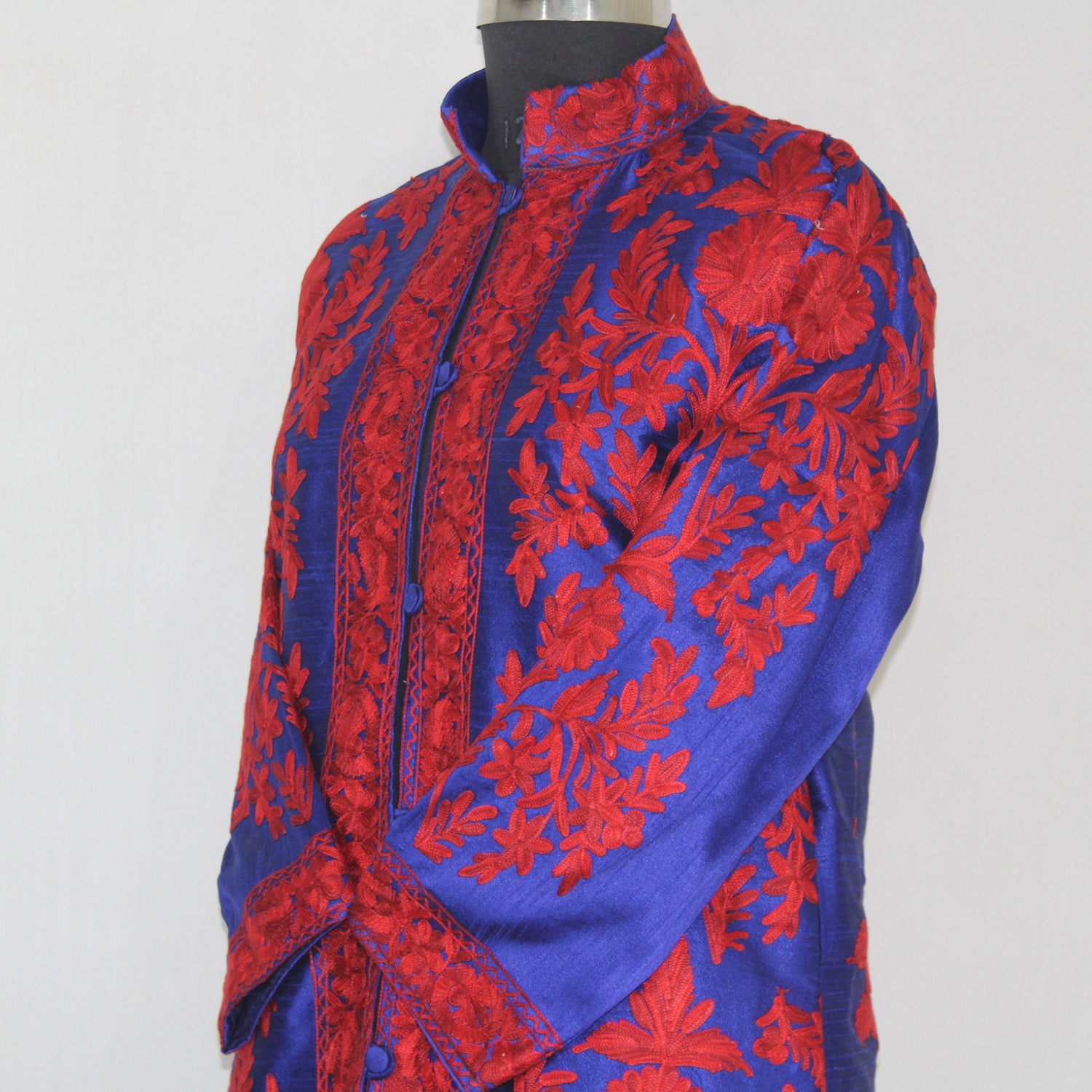 Kashmiri Jacket, embroidered silk jacket, long length coat, Bohemian Jacket, embroidered jacket, long embroidered coat, silk summer jacket - BATIN