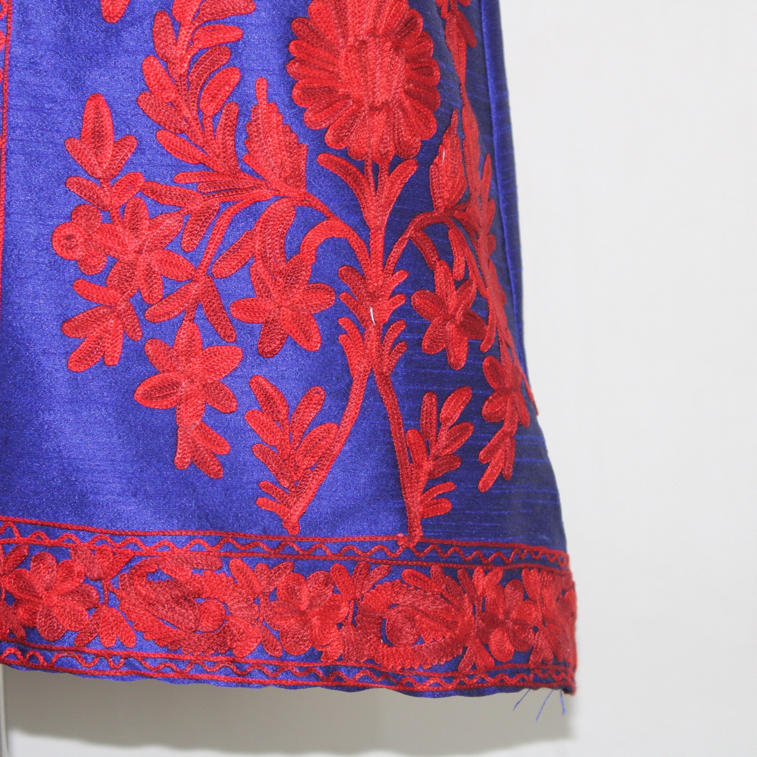 Kashmiri Jacket, embroidered silk jacket, long length coat, Bohemian Jacket, embroidered jacket, long embroidered coat, silk summer jacket - BATIN