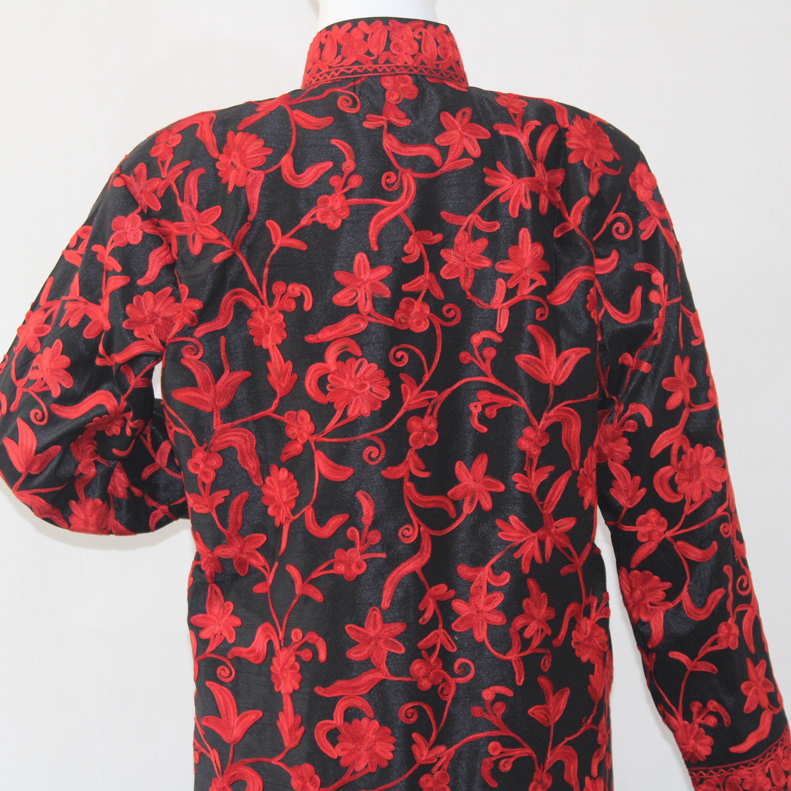 Bohemian wool Jacket - Hand-Embroidered Kashmiri Coat - Long Length winter Coat