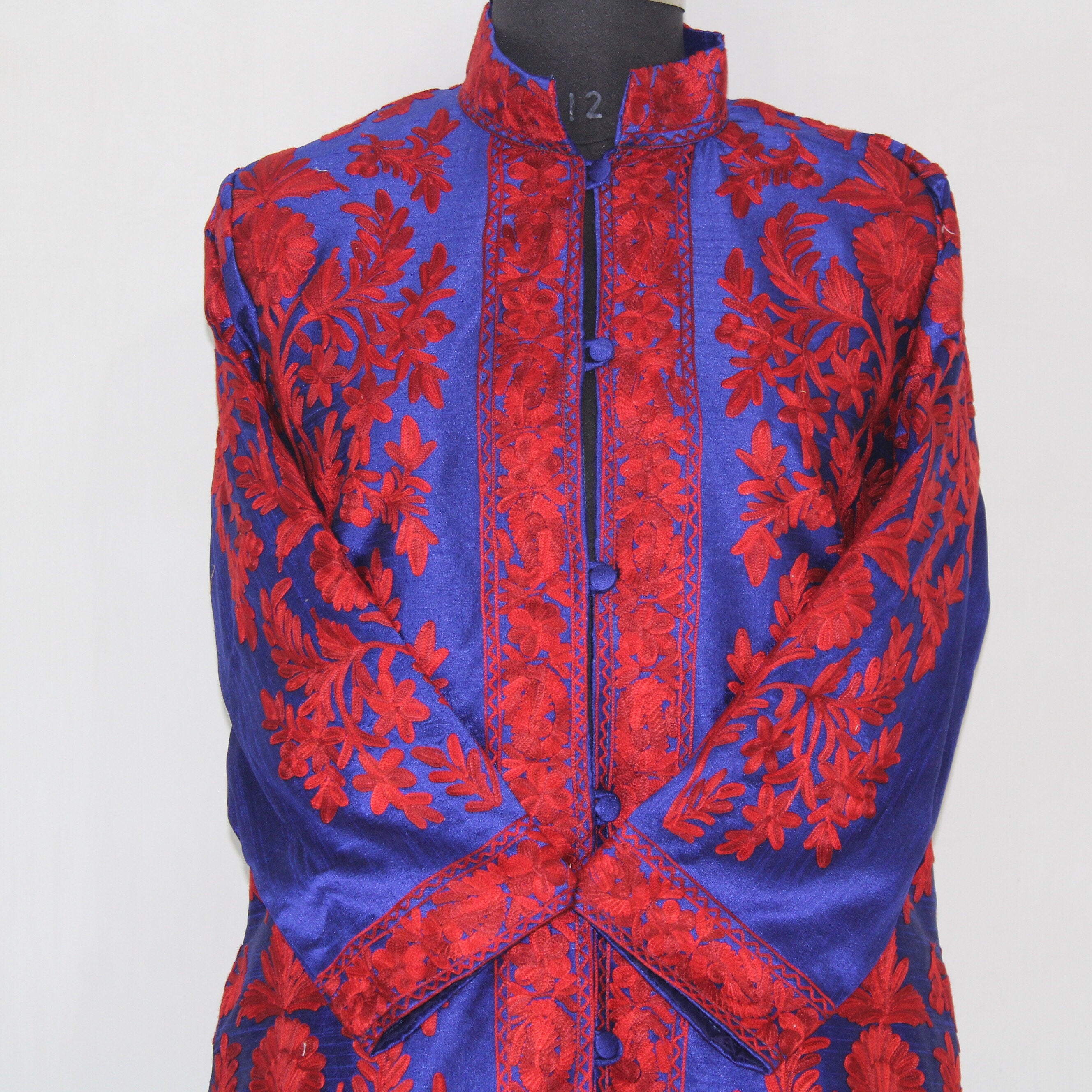 Kashmiri Jacket, embroidered silk jacket, long length coat, Bohemian Jacket, embroidered jacket, long embroidered coat, silk summer jacket - BATIN