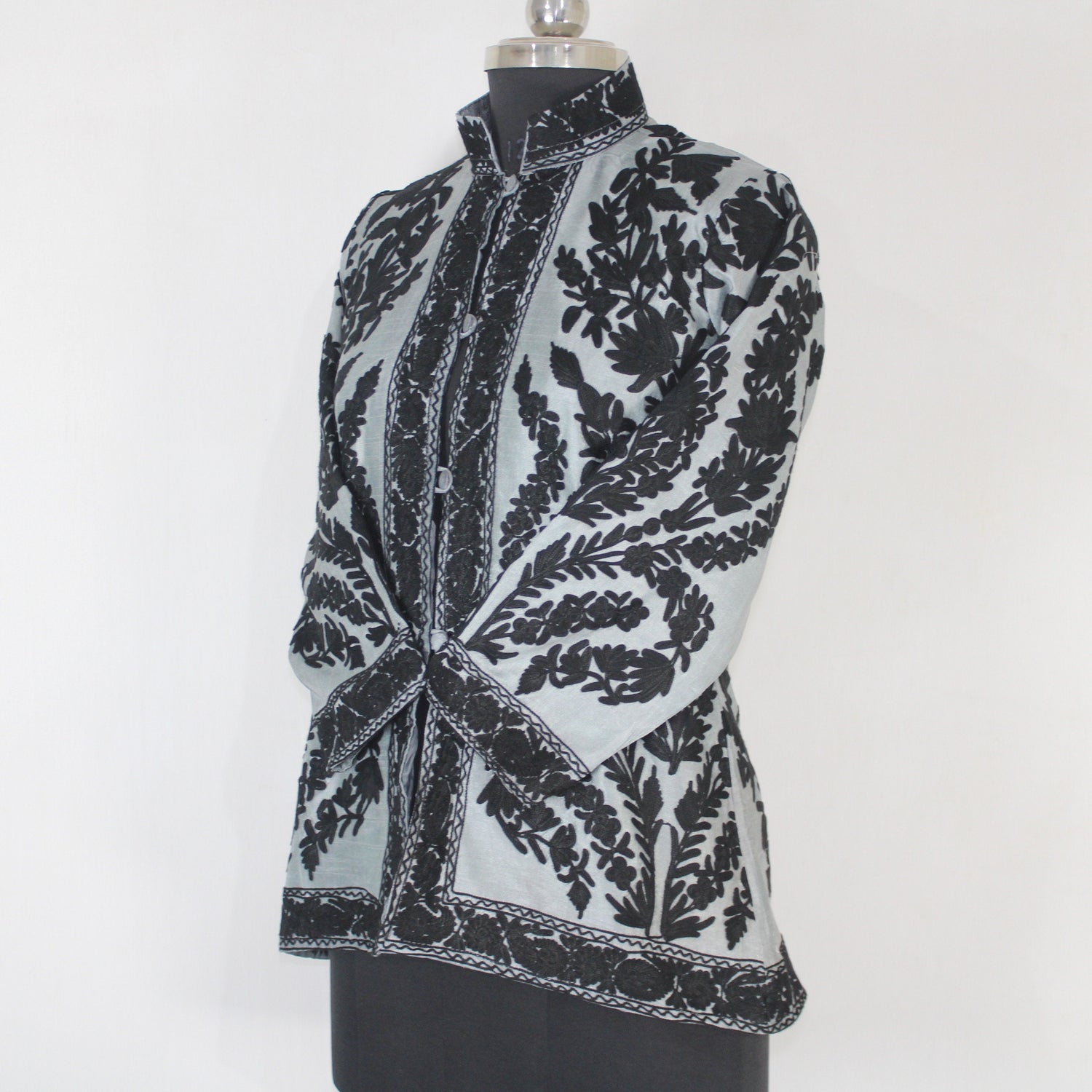 Kashmiri Jacket, embroidered silk jacket, short length coat, Bohemian Jacket, embroidered jacket, short embroidered coat, silk summer jacket - BATIN