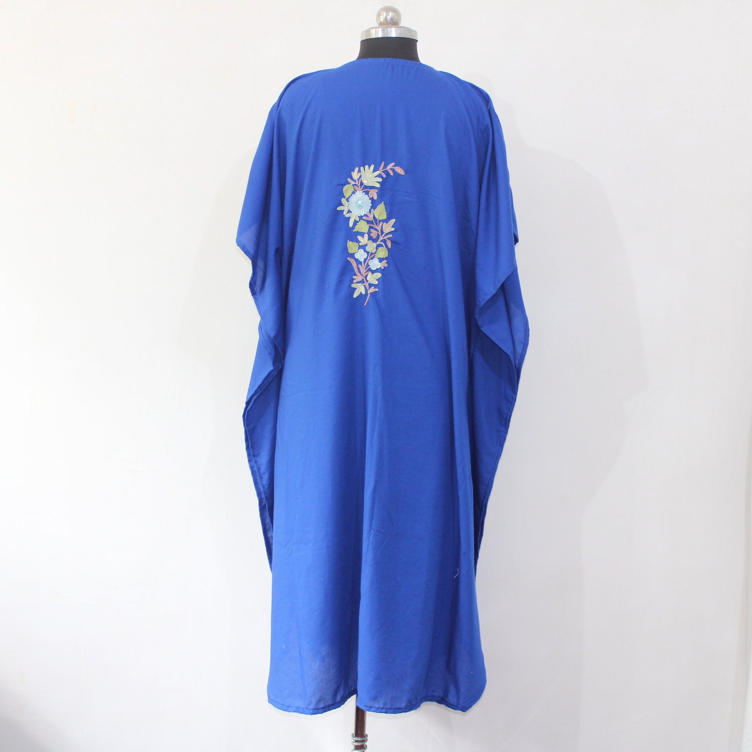 Kashmiri Aari Embroidered Cotton Kaftan for Women, Handmade Kaftan Dress for Girls, Cotton Maxi Dress for Summers