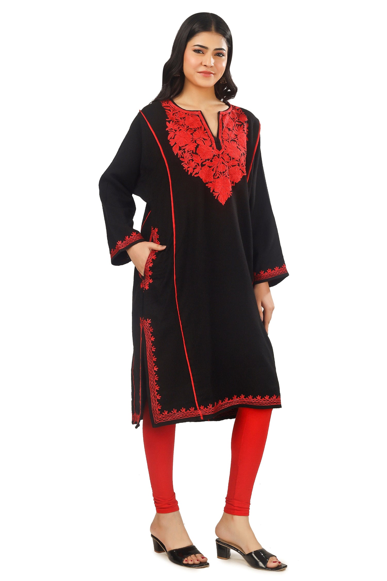 Kashmiri Pheran, Aari Embroidered Pheran, Women Tunics, Indian Kurtis, Ethnic Wear, Indo Western Wear, Traditional Pheran