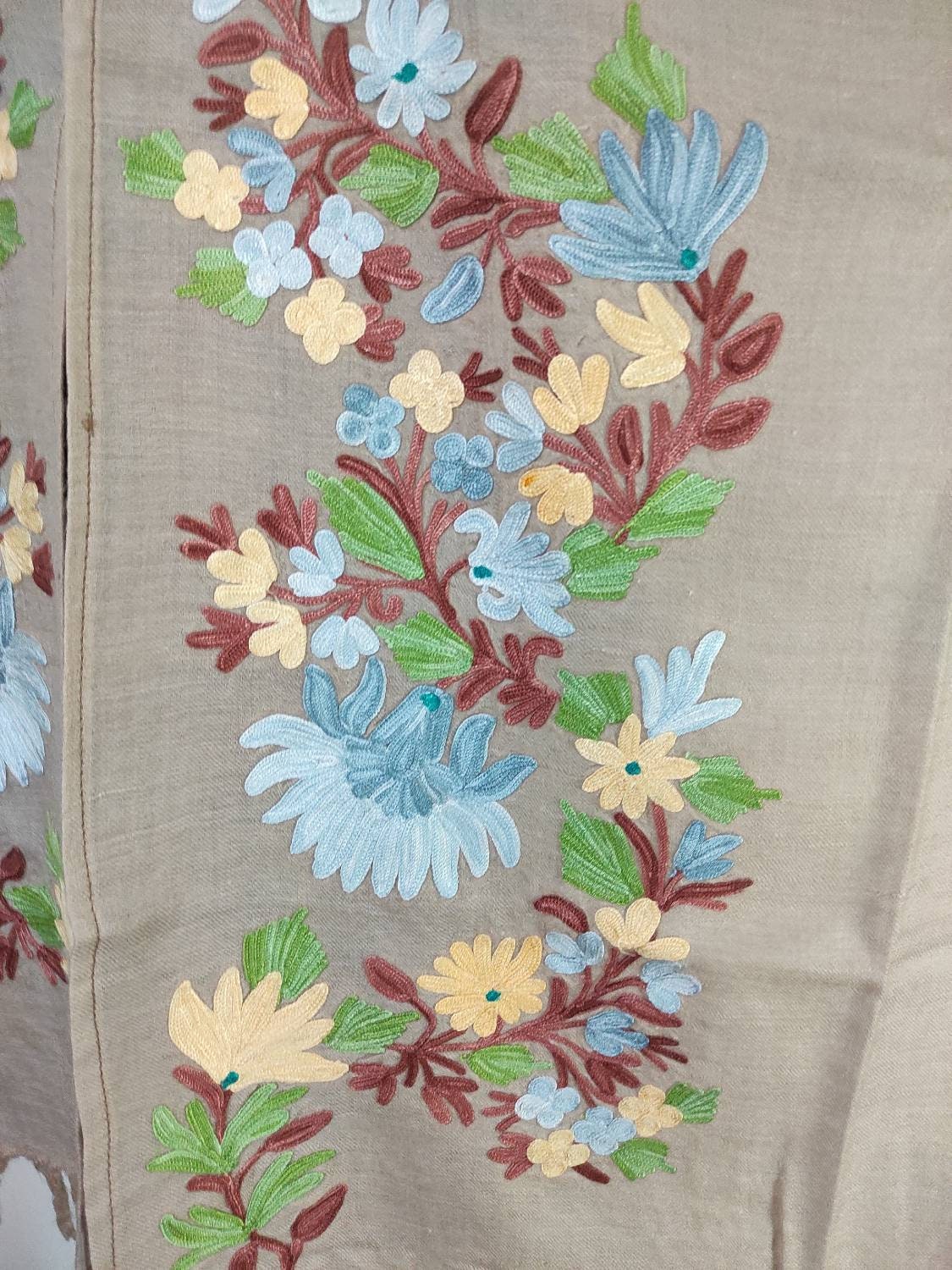 Cape Shawl, Fine Wool Embroidered Cape Shawl, Kashmiri Embroidered Cape Shawl, Kashmiri Cape Shawl For Women, Cape Shawl,