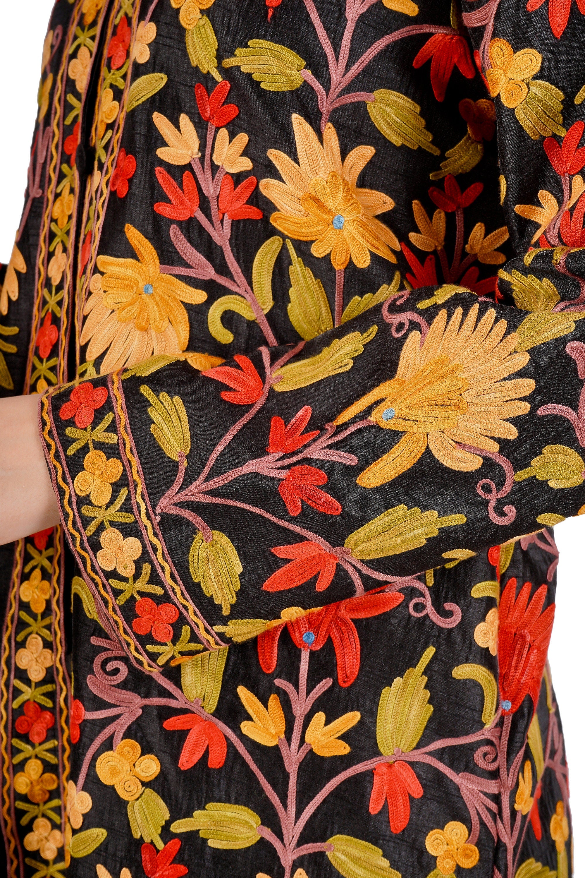 Kashmiri Jacket, Embroidered Wool Jacket, Long Length Coat, Bohemian Jacket, Embroidered Jacket, Floral Embroidered Coat, Wool Winter Jacket - BATIN
