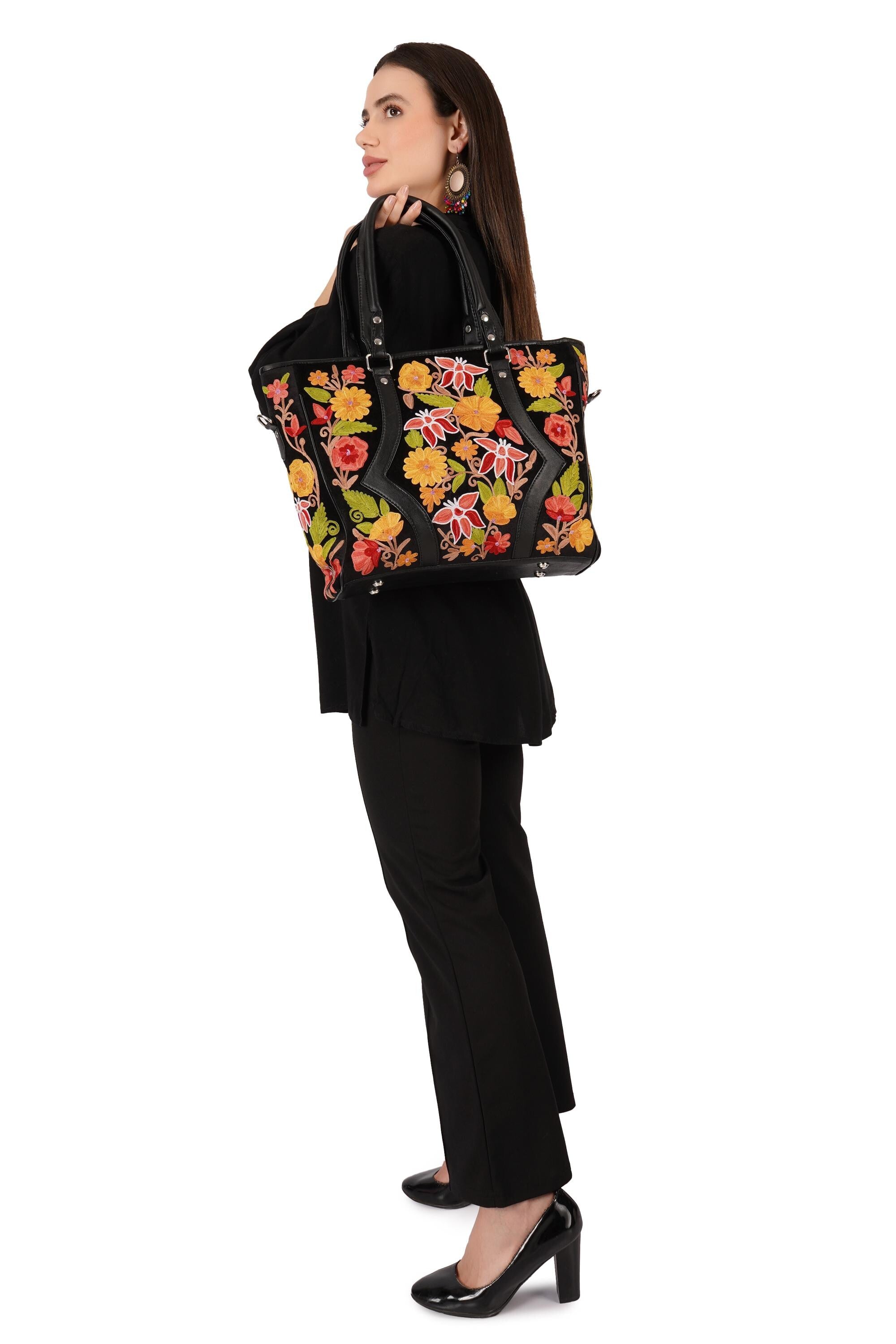 Kashmiri Handbag, Handmade Embroidered Ladies Tote Bag, Handbag For Women, Office Bag