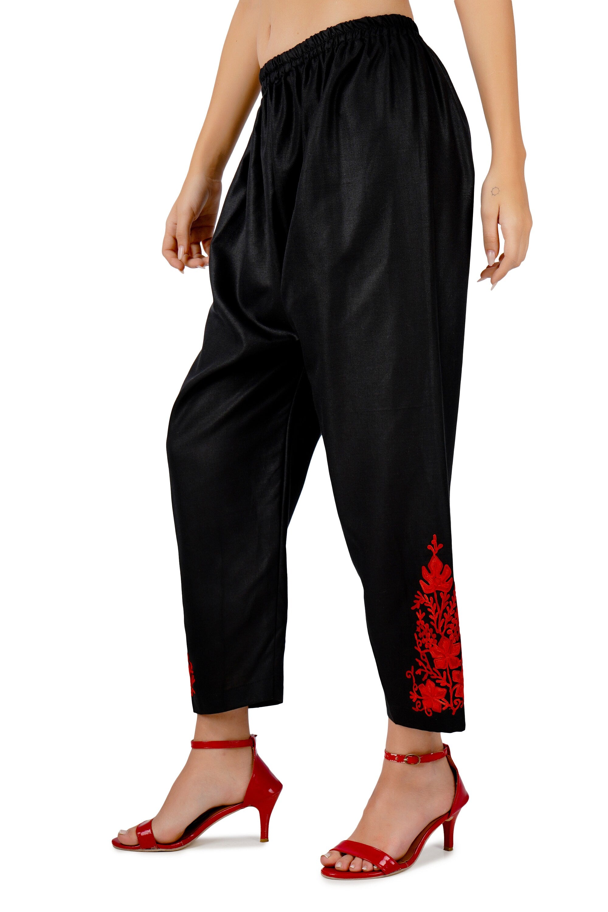 Kashmiri Aari Embroidered Kurti with Bottom Pant, Cotton Kurti with Pant Set, Kashmiri Aari Embroidered Kurti Pant Co-ord Set