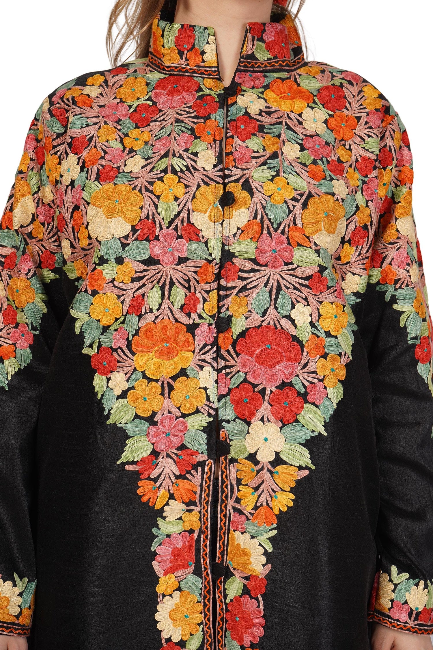 Kashmiri Jacket, Embroidered Wool Jacket, Long Length Coat, Bohemian Jacket, Embroidered Jacket, Long Embroidered Coat, wool winter Jacket
