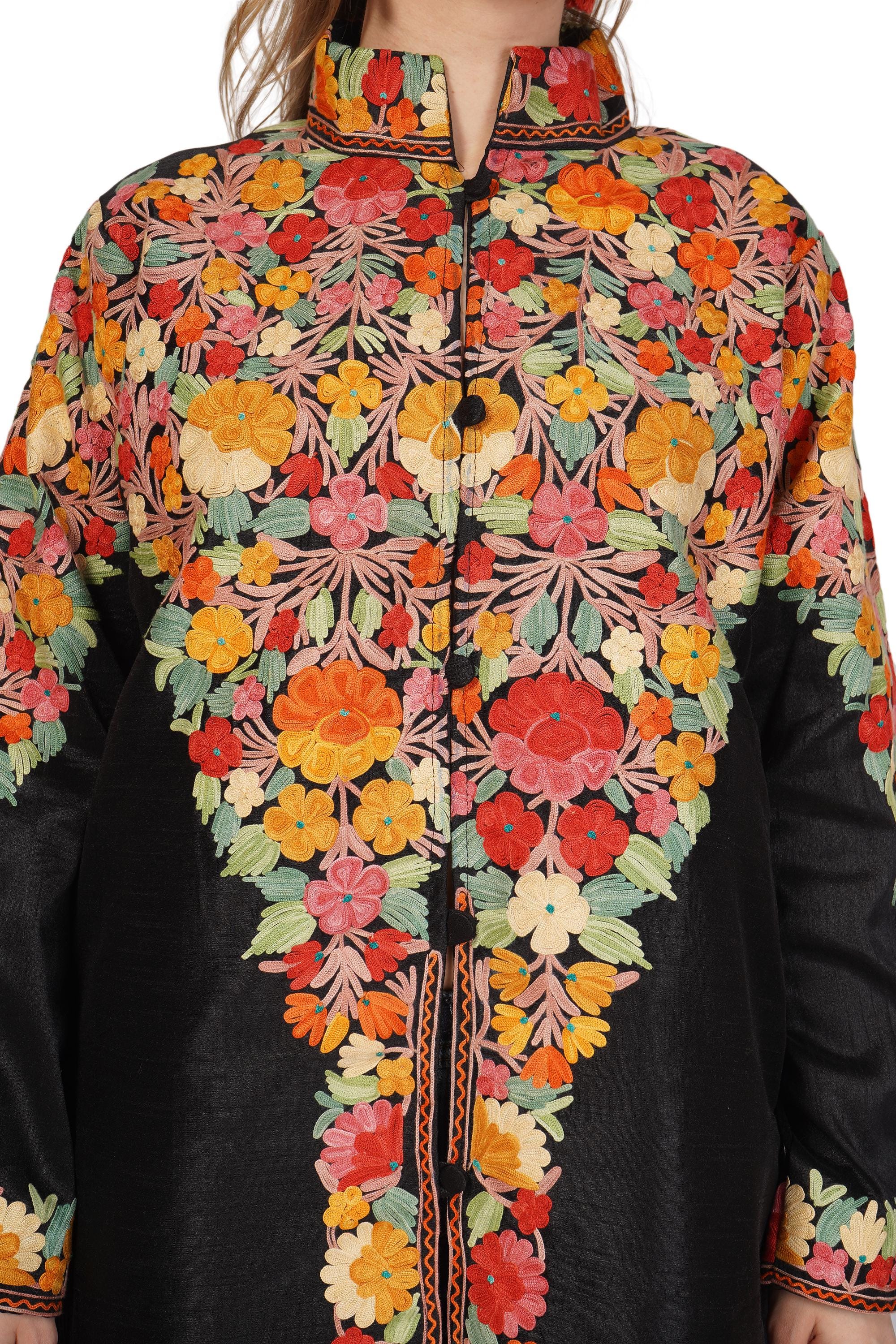 Kashmiri Jacket, Embroidered Wool Jacket, Long Length Coat, Bohemian Jacket, Embroidered Jacket, Long Embroidered Coat, wool winter Jacket