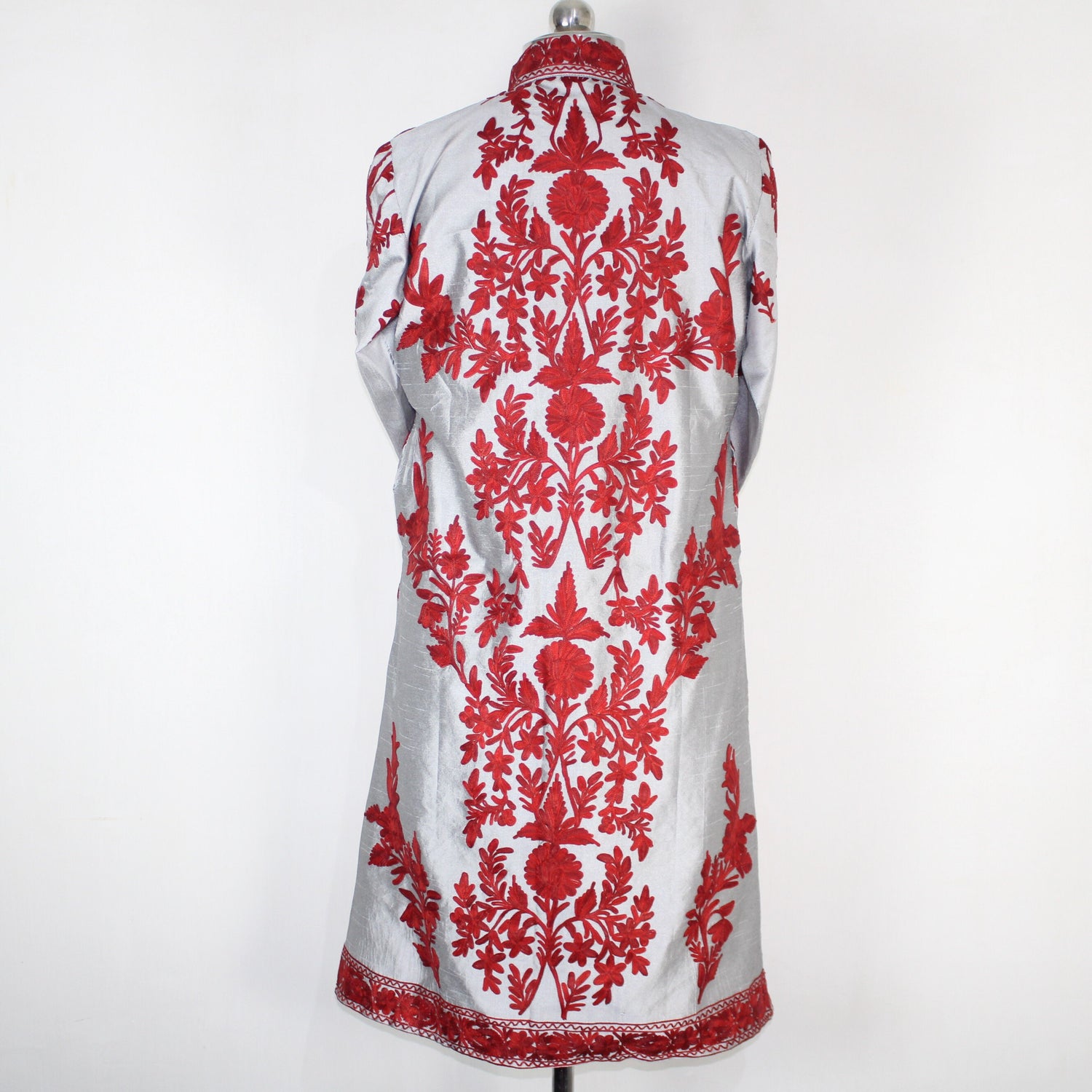 Kashmiri Jacket, embroidered silk jacket, long length coat, Bohemian Jacket, embroidered jacket, long embroidered coat, silk summer jacket