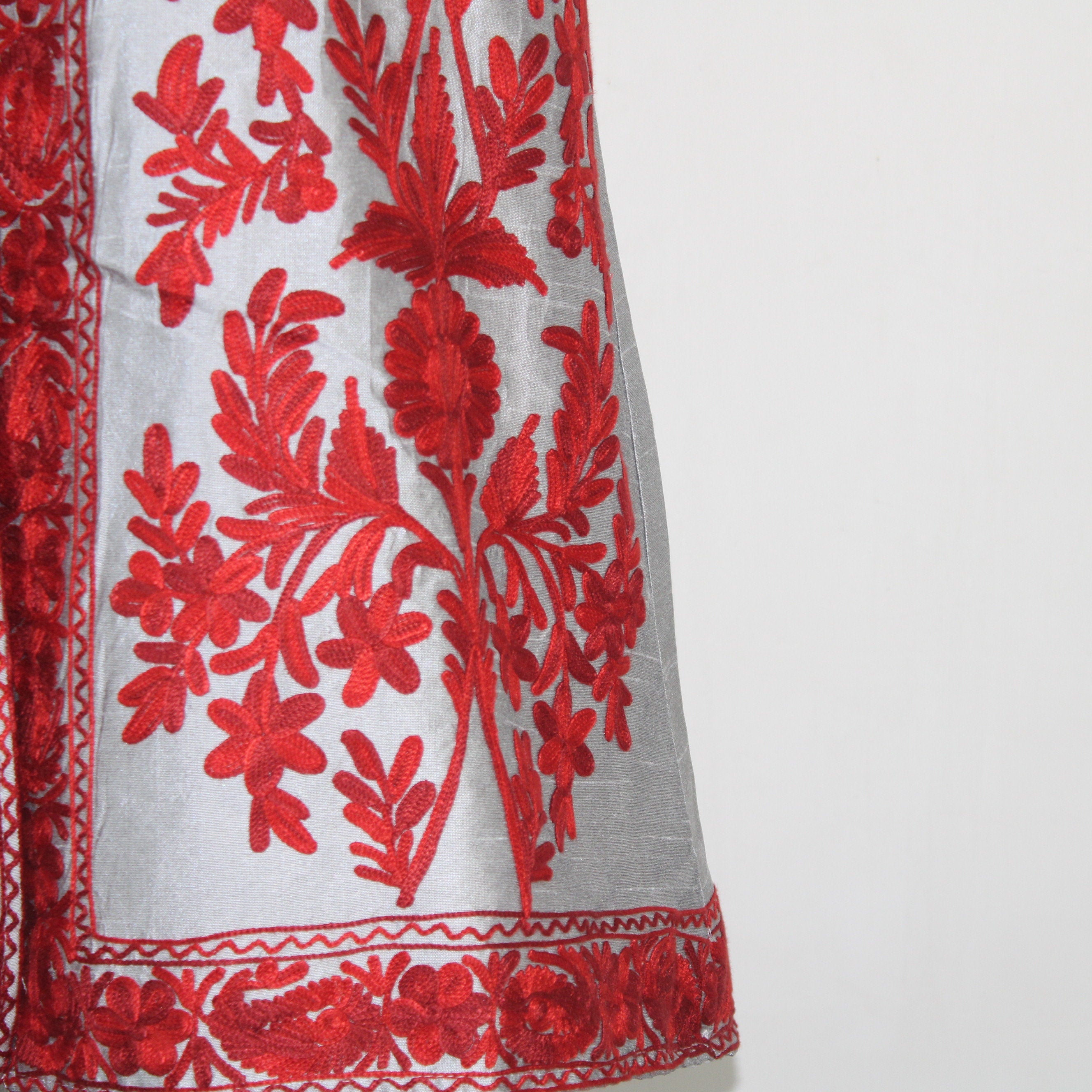 Kashmiri Jacket, embroidered silk jacket, long length coat, Bohemian Jacket, embroidered jacket, long embroidered coat, silk summer jacket