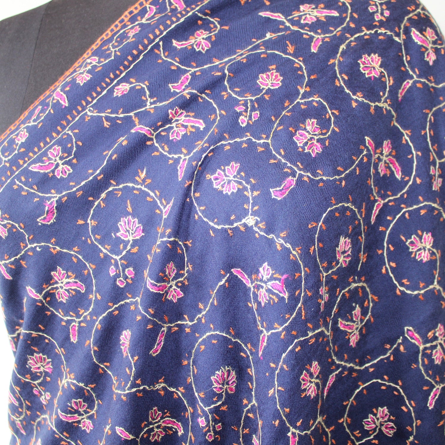 Kashmiri sozni Embroidery Shawl, Woolen embroidered shawl, Kashmiri Shawl For Women, sozni shawl, blue shawl, - BATIN