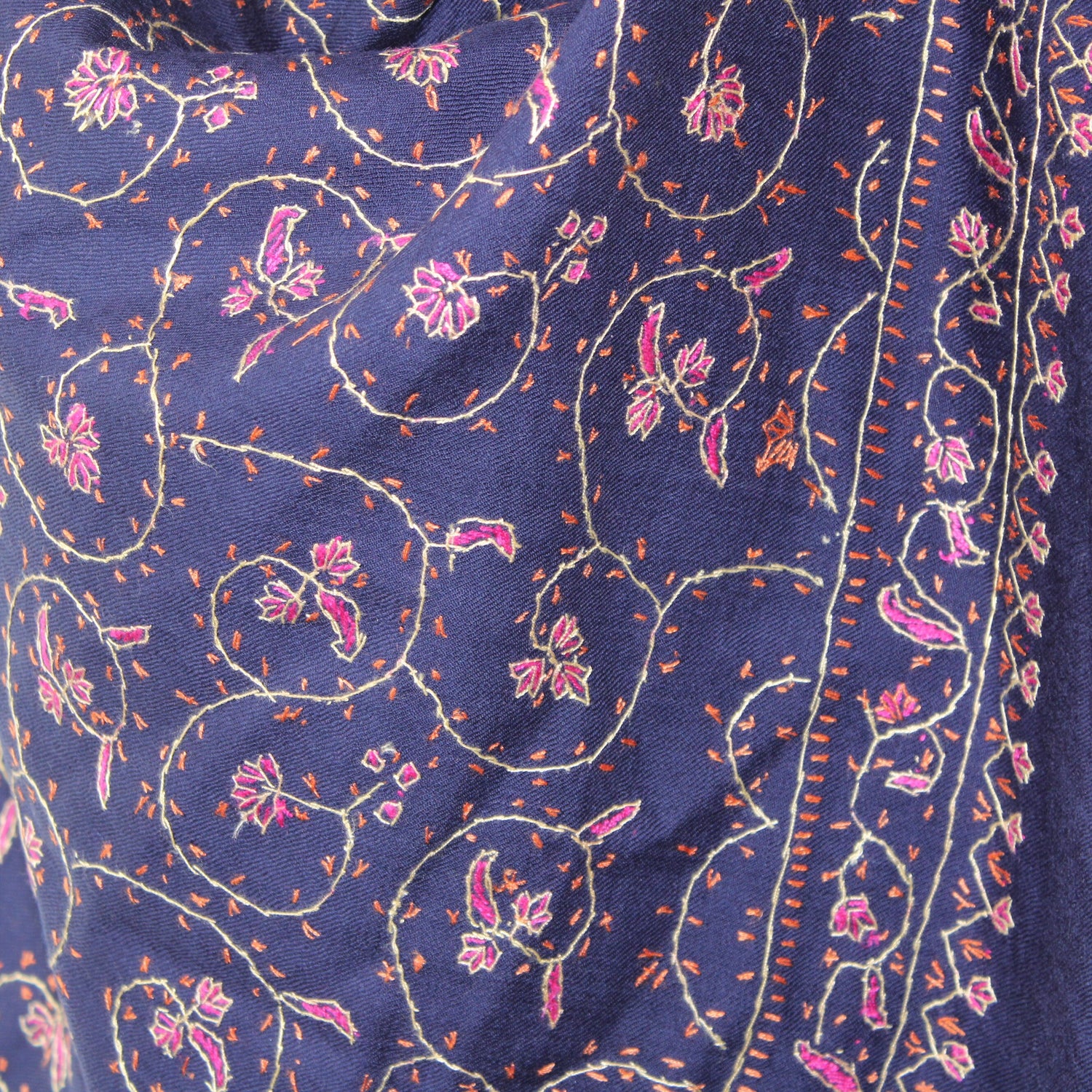 Kashmiri sozni Embroidery Shawl, Woolen embroidered shawl, Kashmiri Shawl For Women, sozni shawl, blue shawl, - BATIN