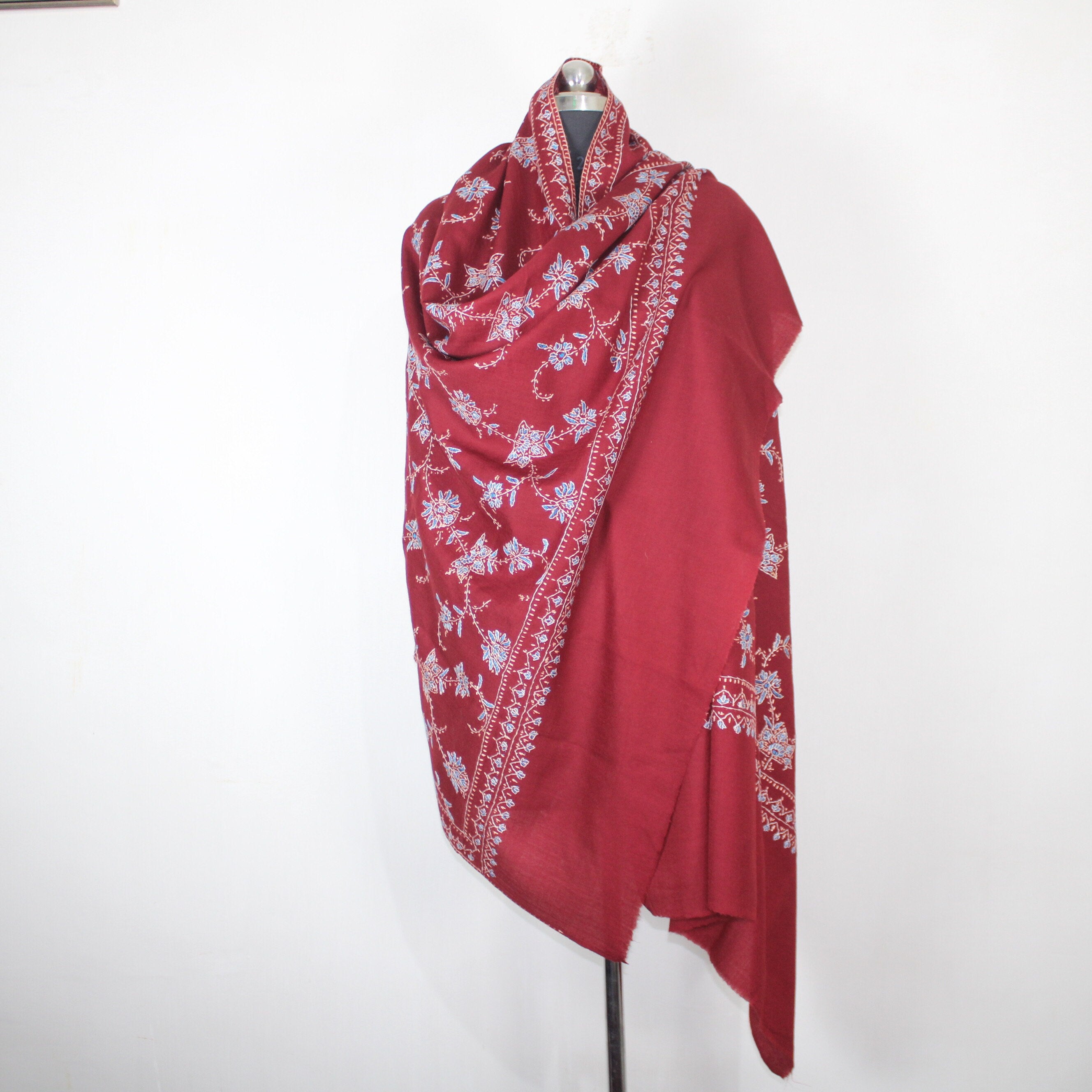 Sozni Еmbroidery Shawl, Woolen Kashmiri Embroidery Wrap, Sozni Shawl, Traditional Kashmiri Shawl, Paisley Shawl , 100cm * 200cm,