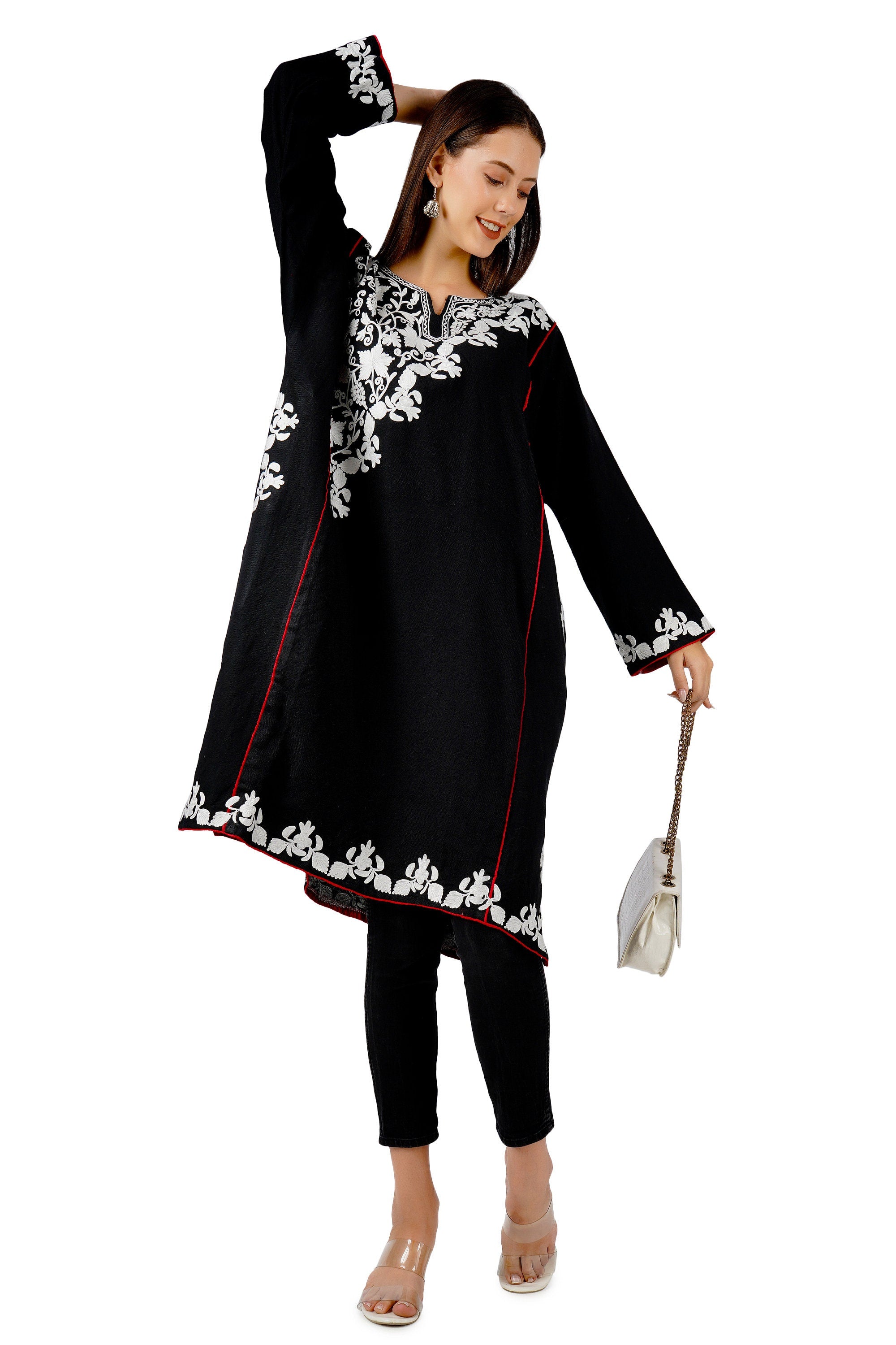 Kashmiri Pheran, Aari Embroidered Pheran, Women Tunics, Indian Kurtis, Ethnic Wear, Indo Western Wear, Traditional Pheran