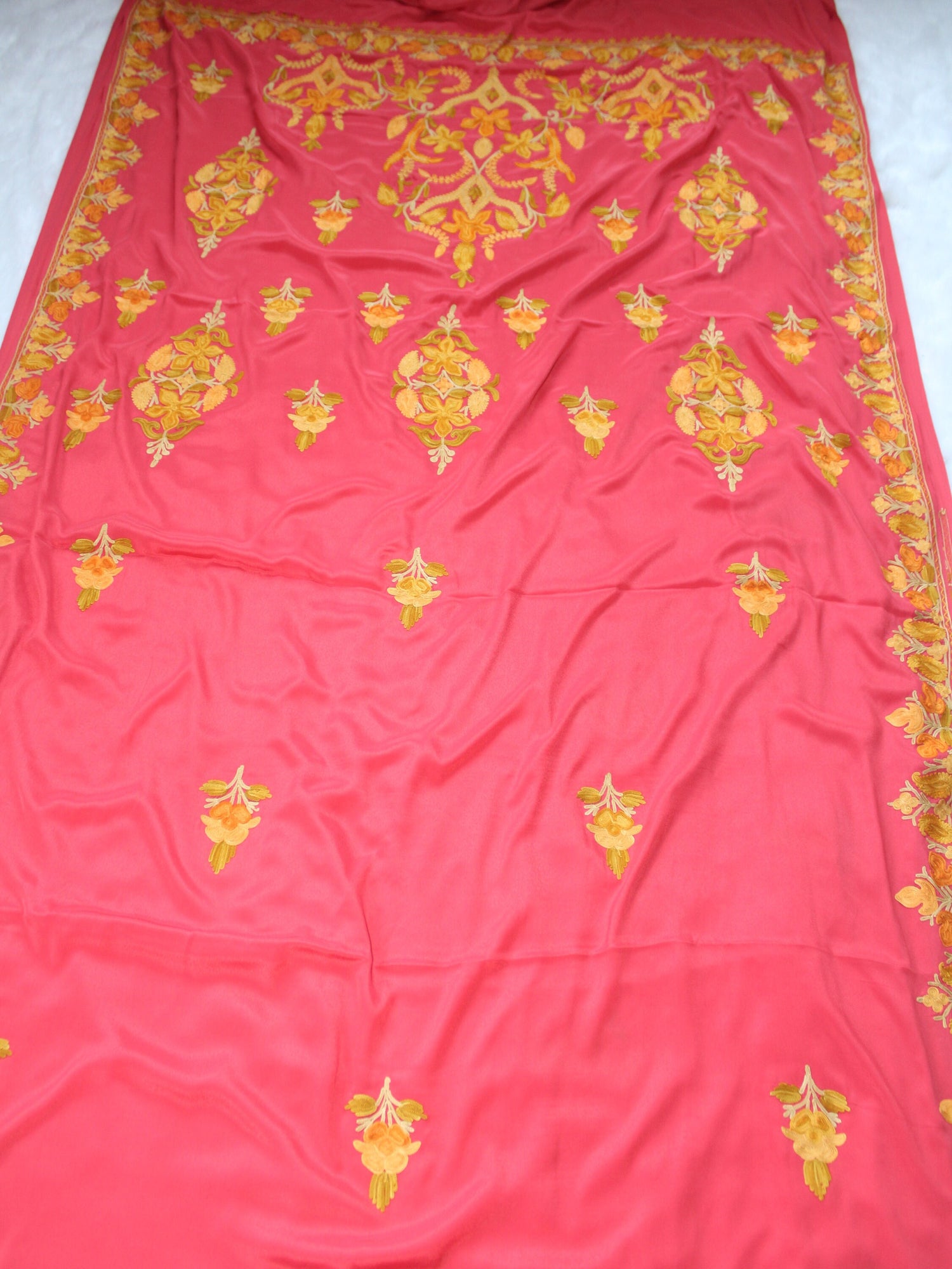 Handcrafted Kashmiri Saree - Exquisite Crepe Sari with Embroidery, Perfect for Women