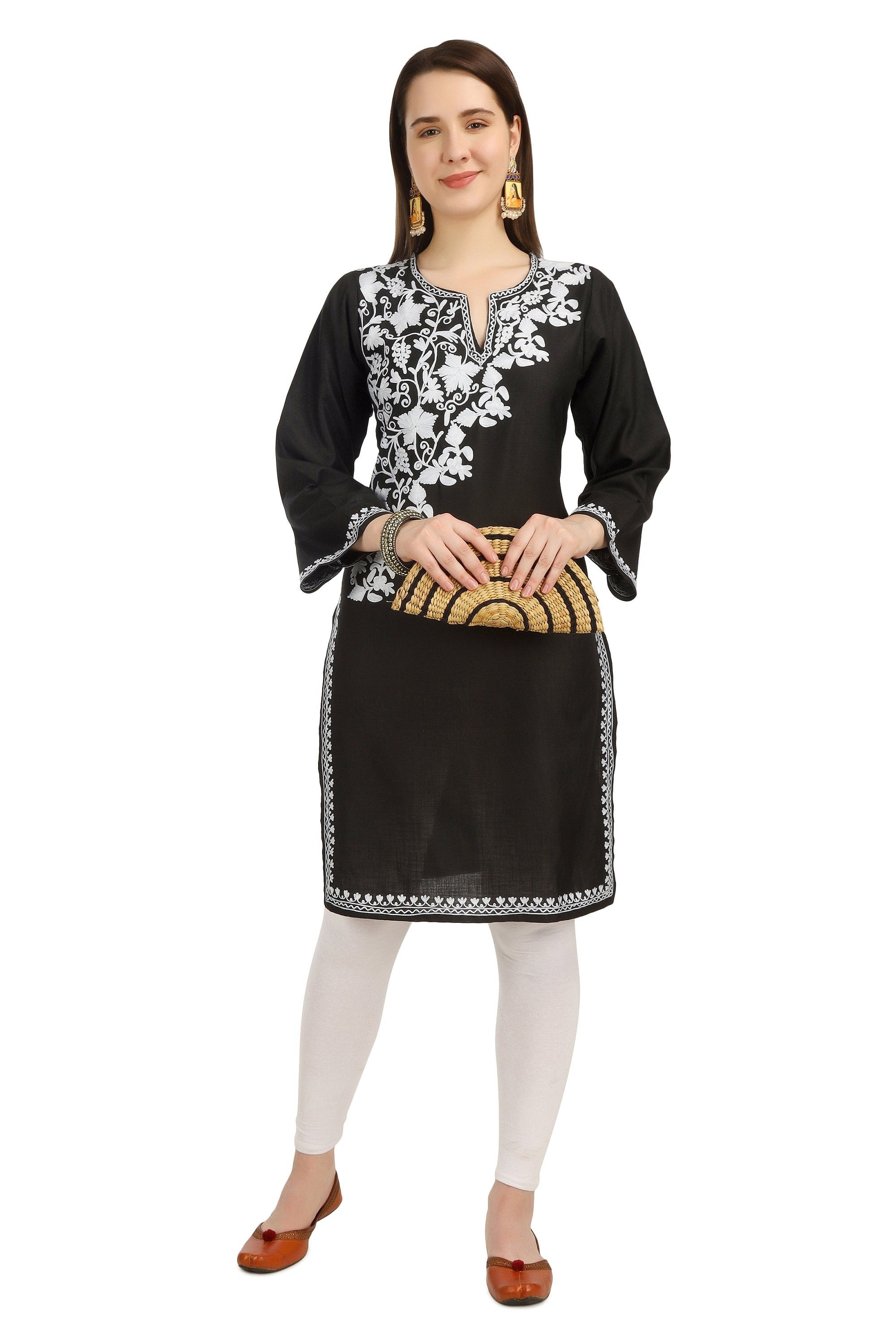 Aari Embroidered Cotton Kashmiri Kurti for Women,