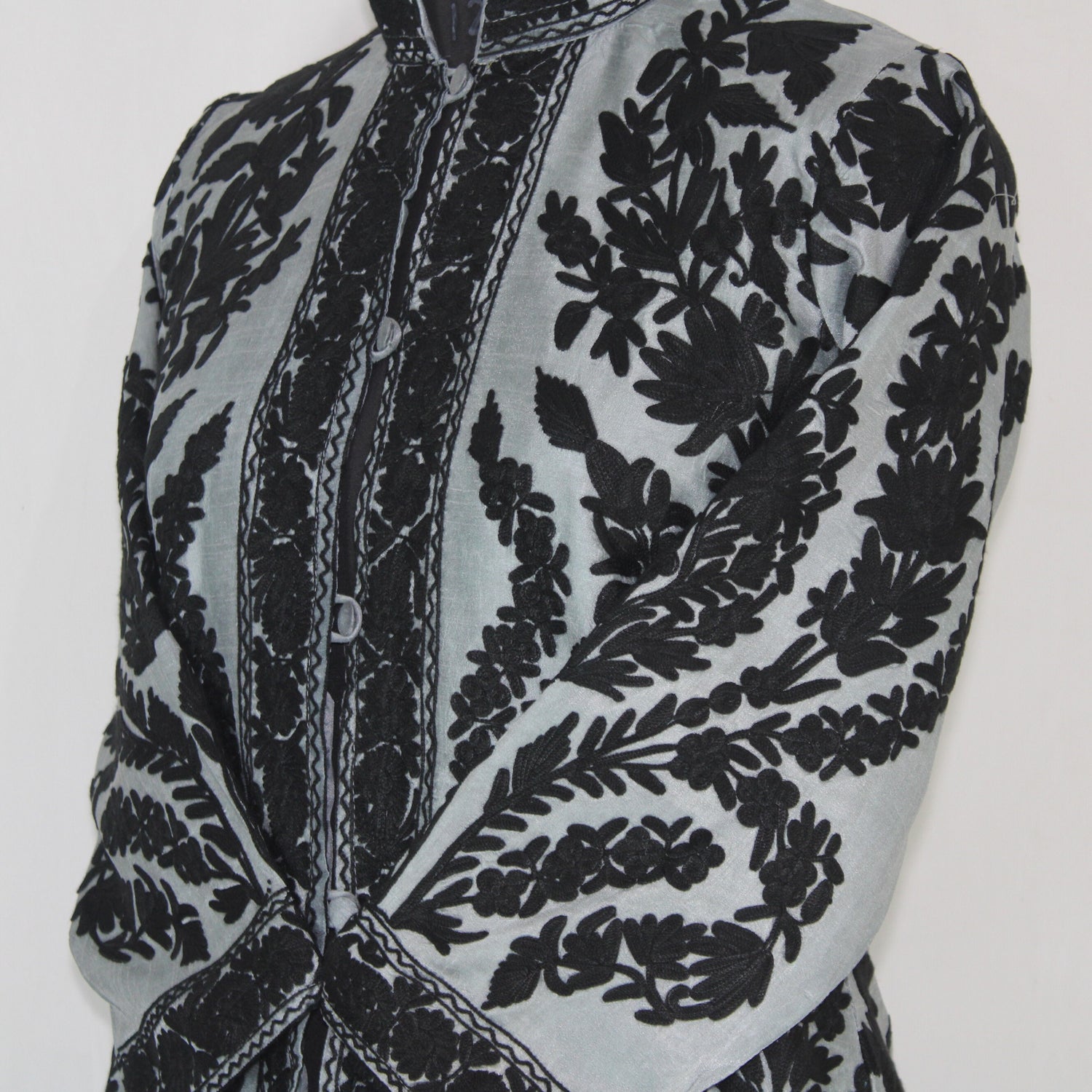 Kashmiri Jacket, embroidered silk jacket, short length coat, Bohemian Jacket, embroidered jacket, short embroidered coat, silk summer jacket - BATIN