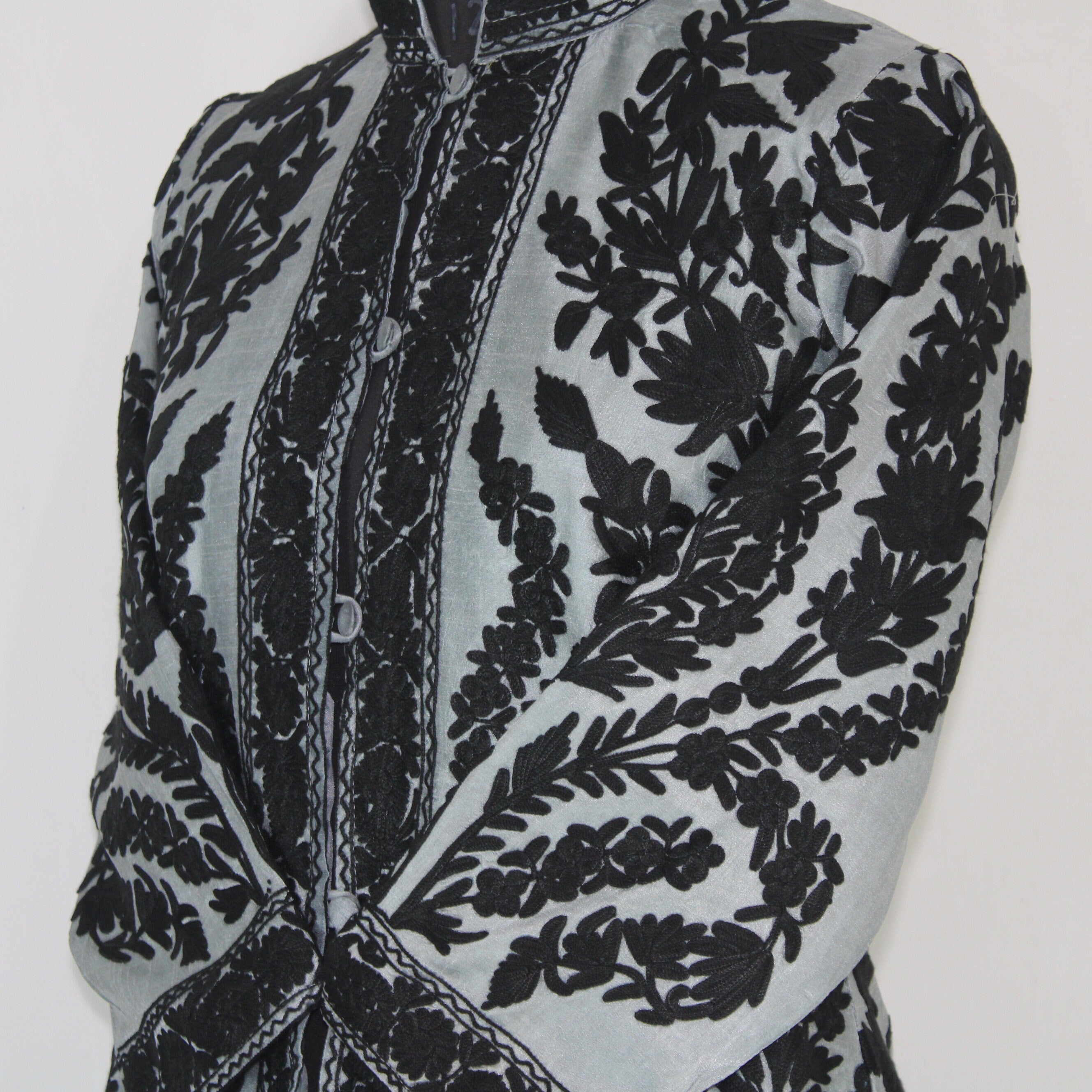 Kashmiri Jacket, embroidered silk jacket, short length coat, Bohemian Jacket, embroidered jacket, short embroidered coat, silk summer jacket - BATIN