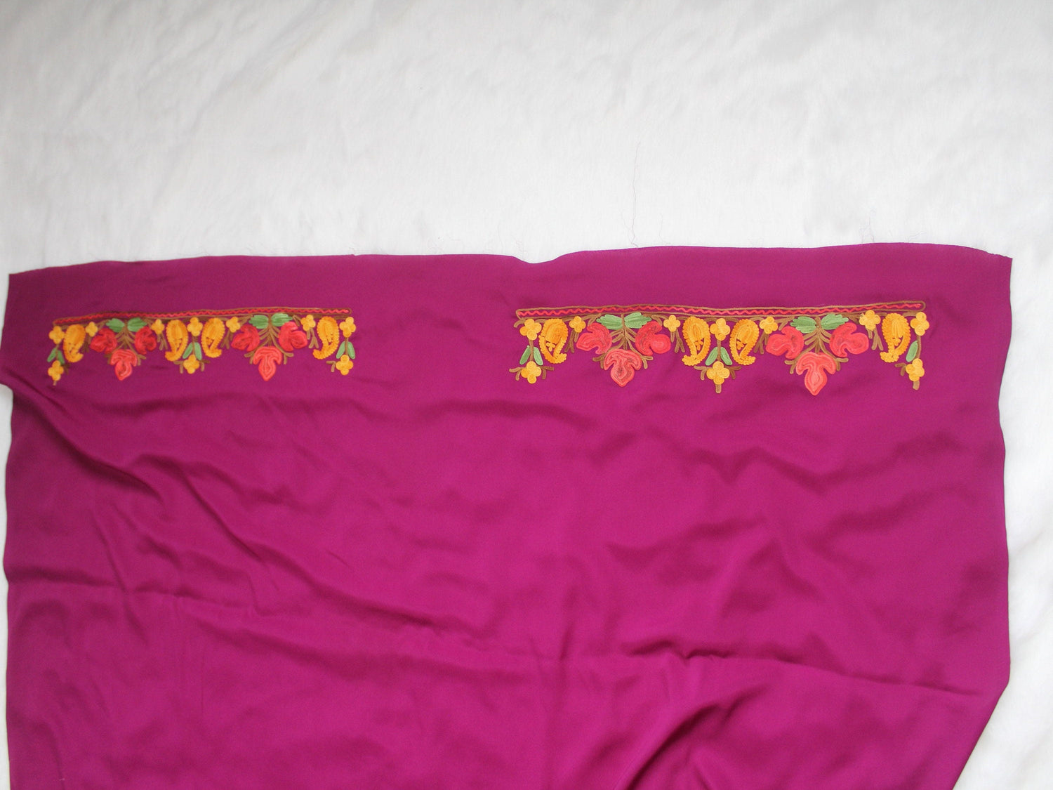 Kashmiri Embroidered Crepe Saree with Blouse - Ethnic Indian Aariwork Sari for Women