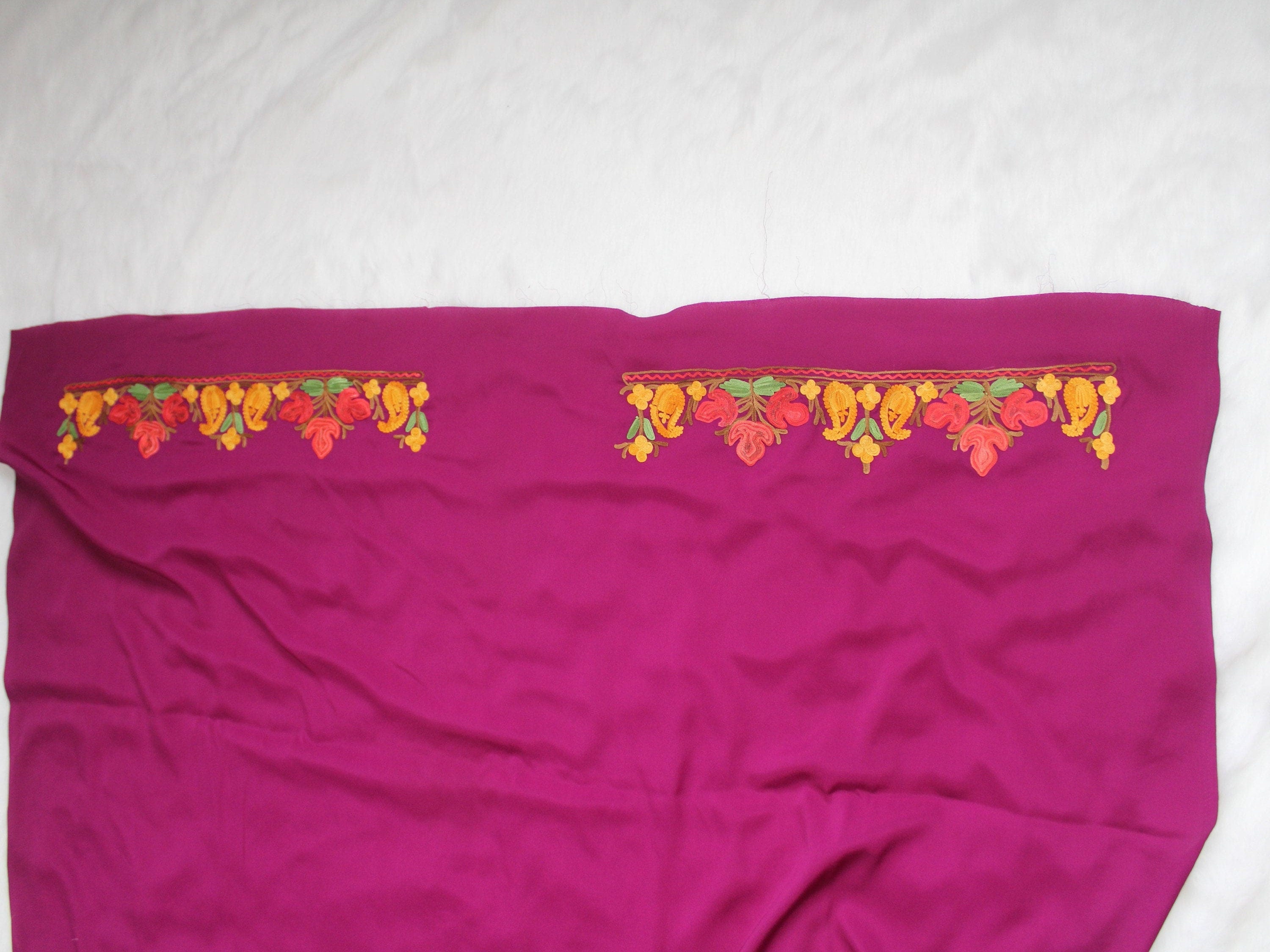 Kashmiri Embroidered Crepe Saree with Blouse - Ethnic Indian Aariwork Sari for Women