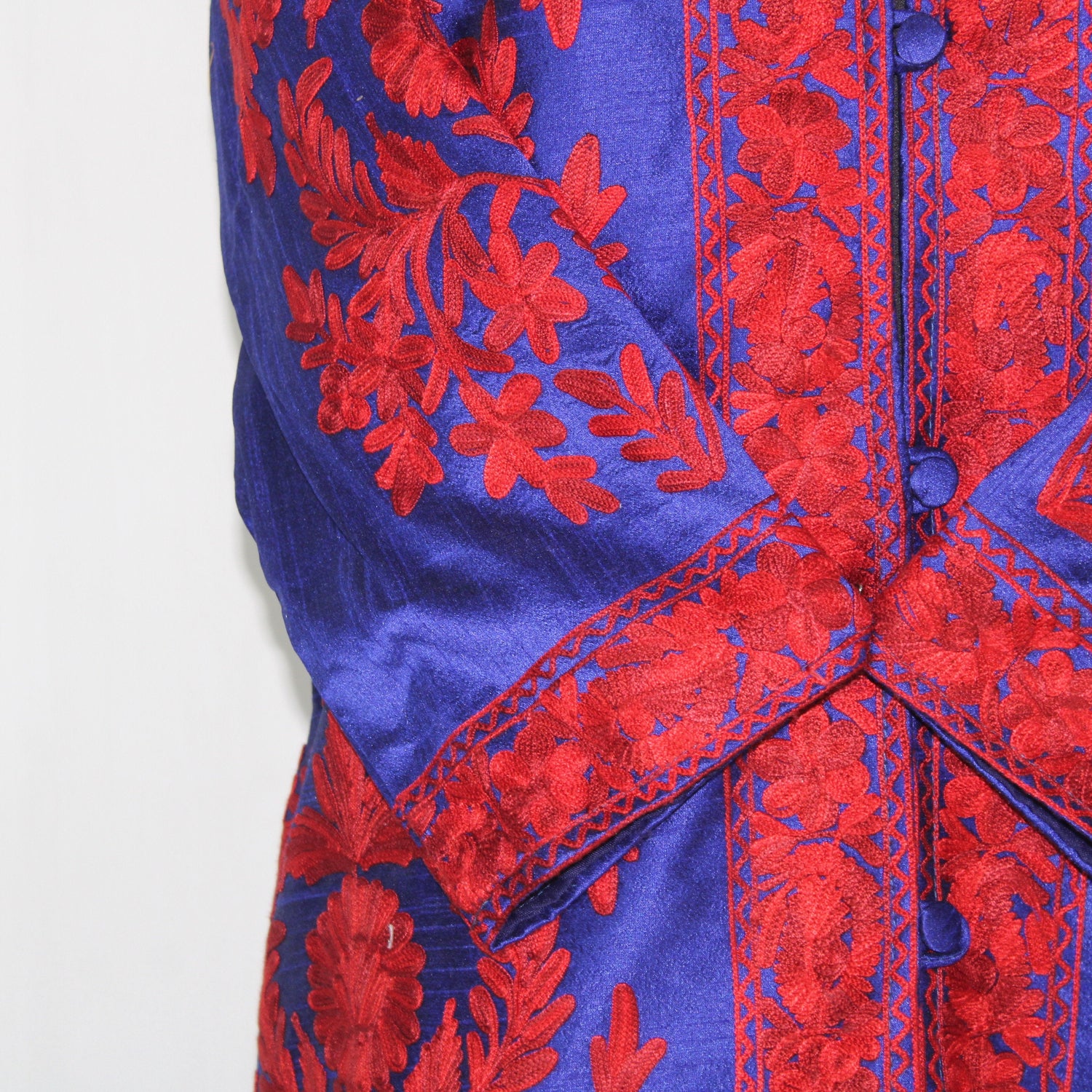 Kashmiri Jacket, embroidered silk jacket, long length coat, Bohemian Jacket, embroidered jacket, long embroidered coat, silk summer jacket - BATIN