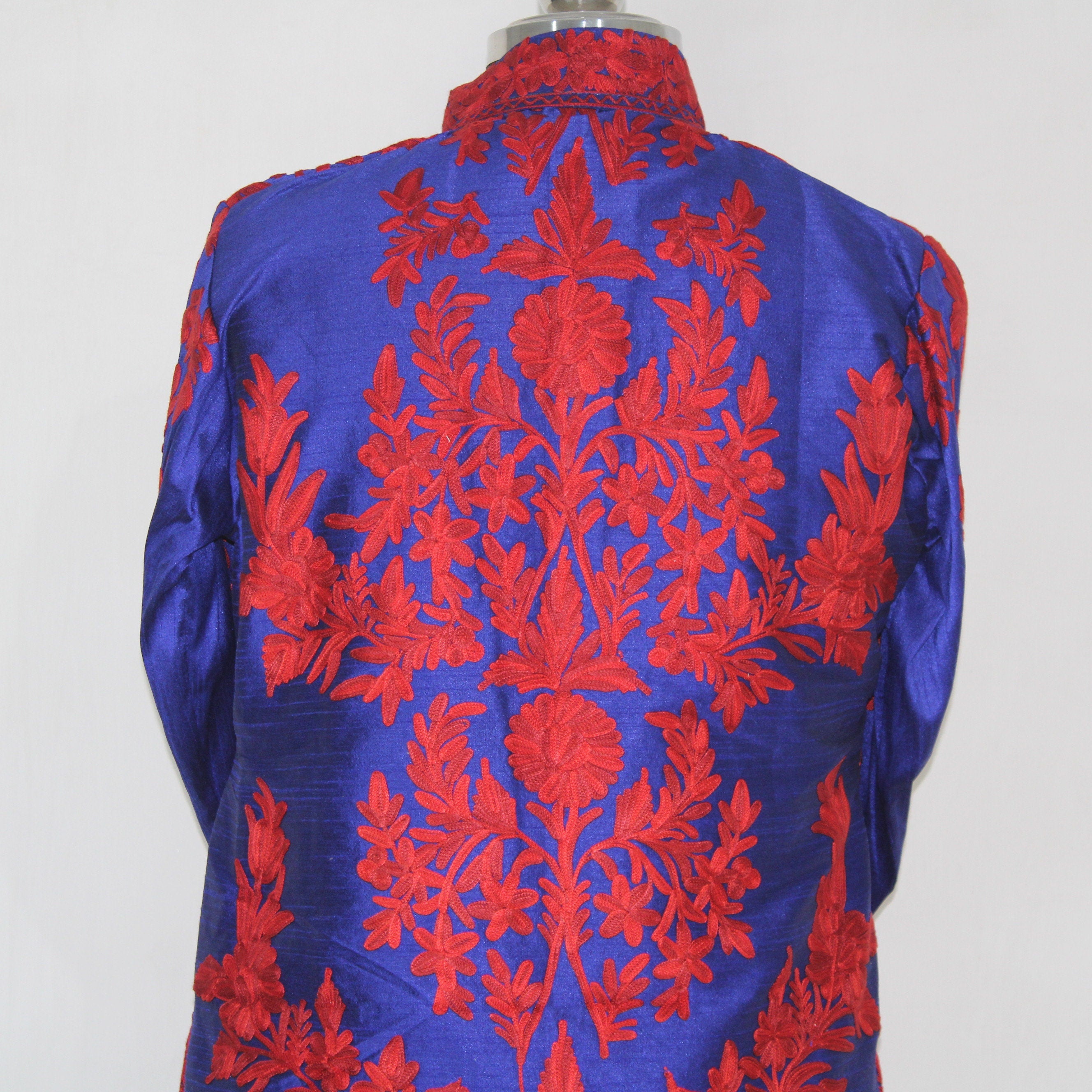 Kashmiri Jacket, embroidered silk jacket, long length coat, Bohemian Jacket, embroidered jacket, long embroidered coat, silk summer jacket - BATIN