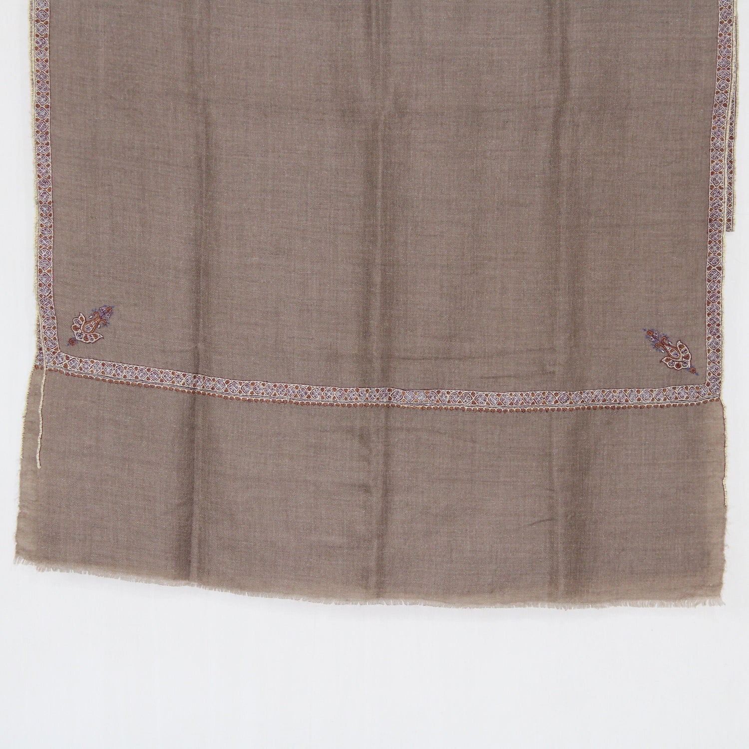 Hand Woven Pashmina Stole with Sozni Hand Embroidery, Pure Pashmina Hand Embroidered Scarf For Women - BATIN