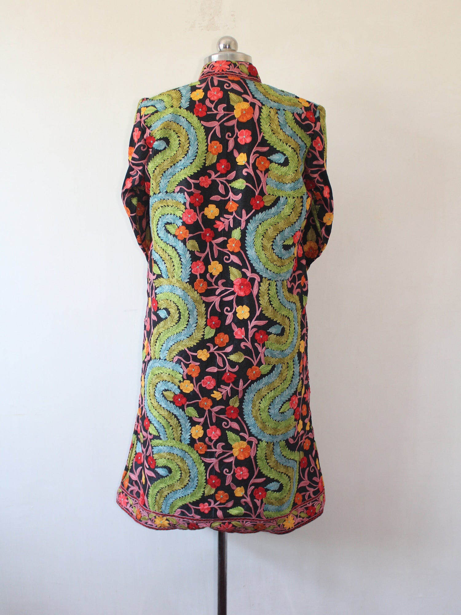 Kashmiri Jacket, Embroidered Silk Jacket, Long Length Coat, Bohemian Jacket, Embroidered Jacket, Long Embroidered Coat, Wool Winter Jacket - BATIN